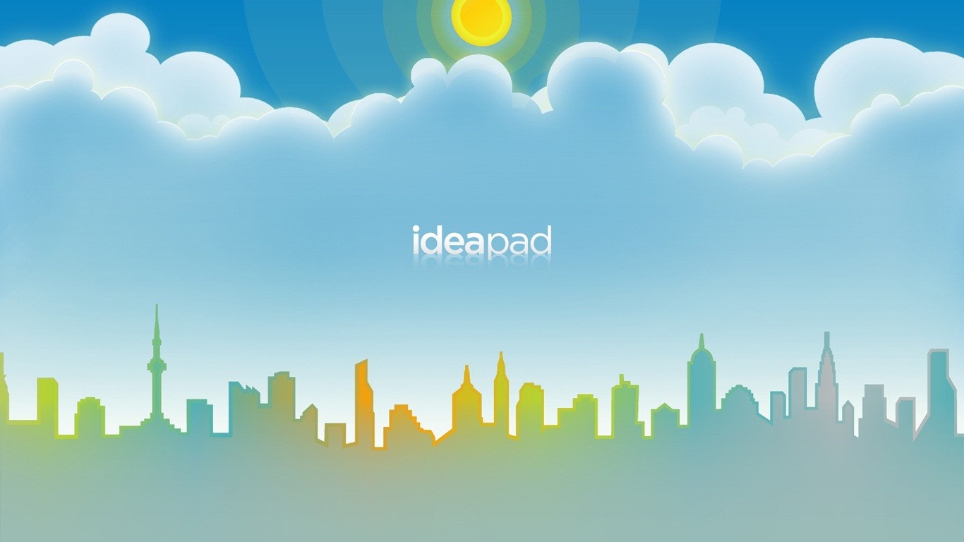 Lenovo Ideapad city skyline with clouds and sun HD Wallpaper