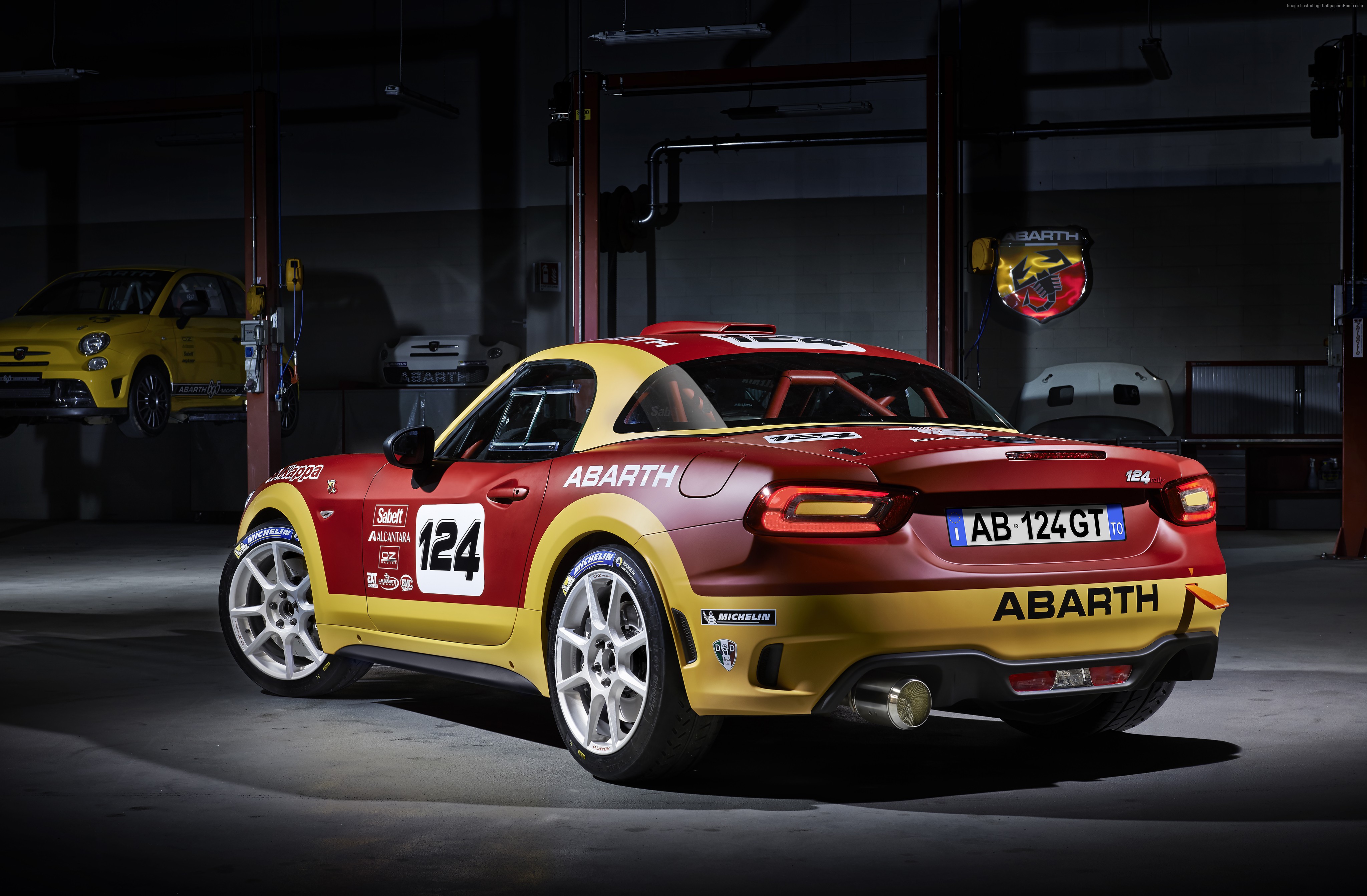 Abarth 124 GT Rally Edition Roadster in a Garage HD Wallpaper