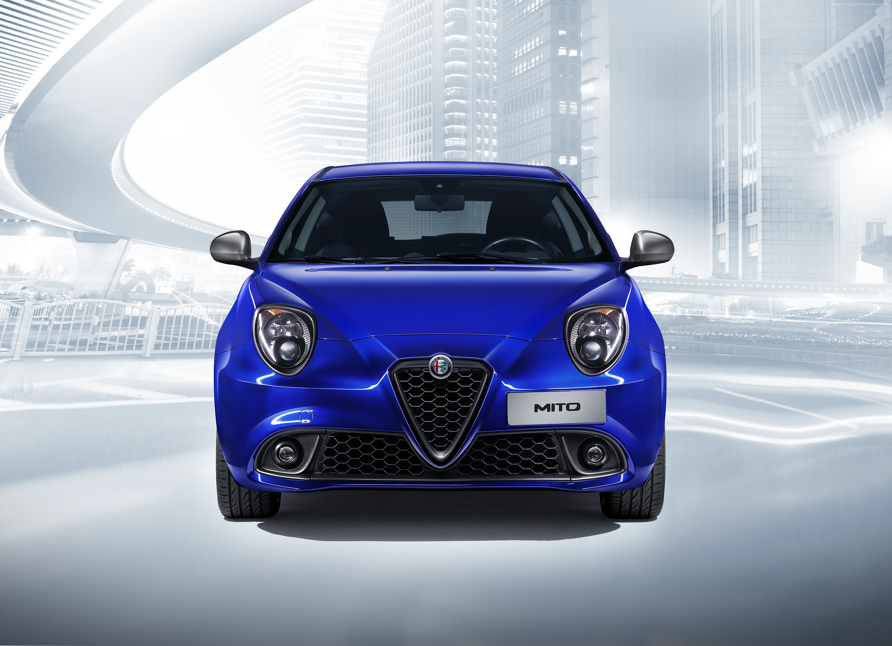 Blue Alfa Romeo Mito Veloce hatchback HD Wallpaper