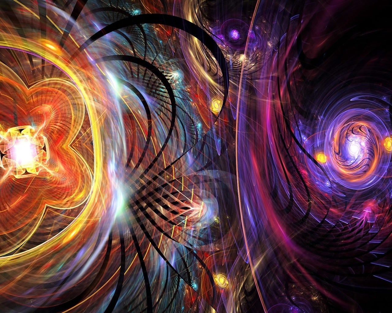 Psychedelic Cosmic Vortex with Symmetrical Fractals HD Wallpaper