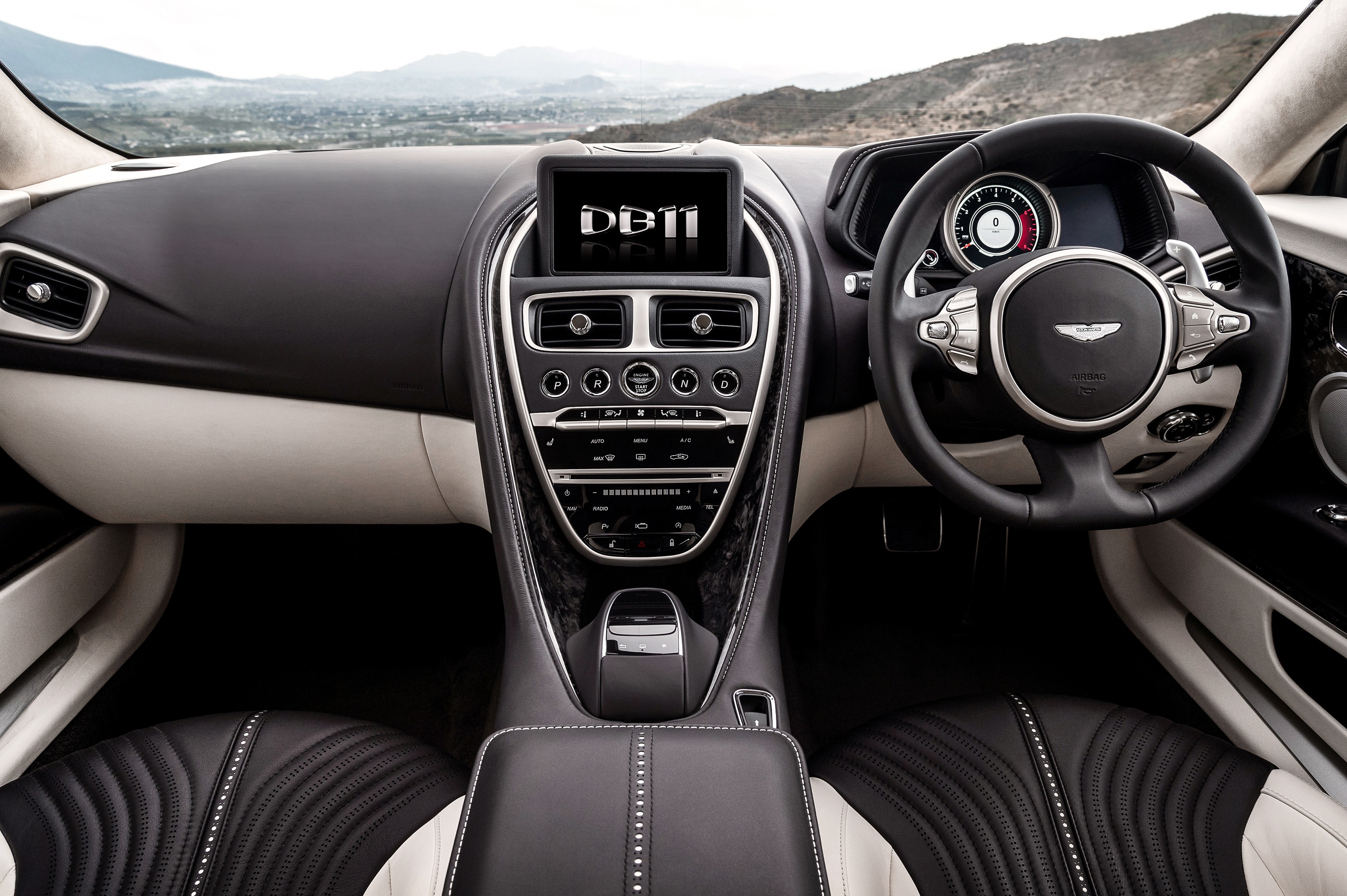 Aston Martin DB11 Interior Dashboard and Steering Wheel HD Wallpaper