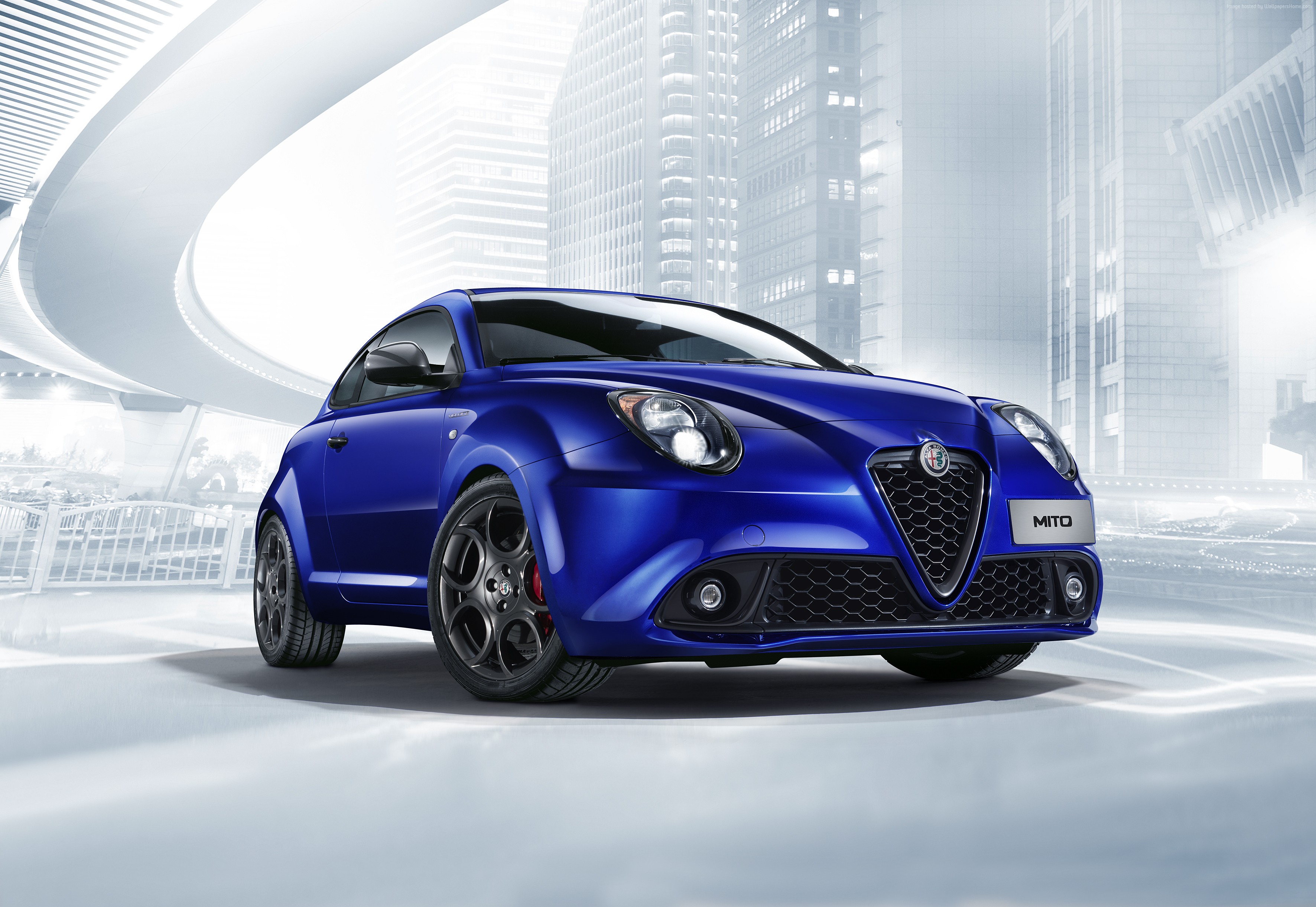Blue Alfa Romeo Mito Veloce hatchback HD Wallpaper