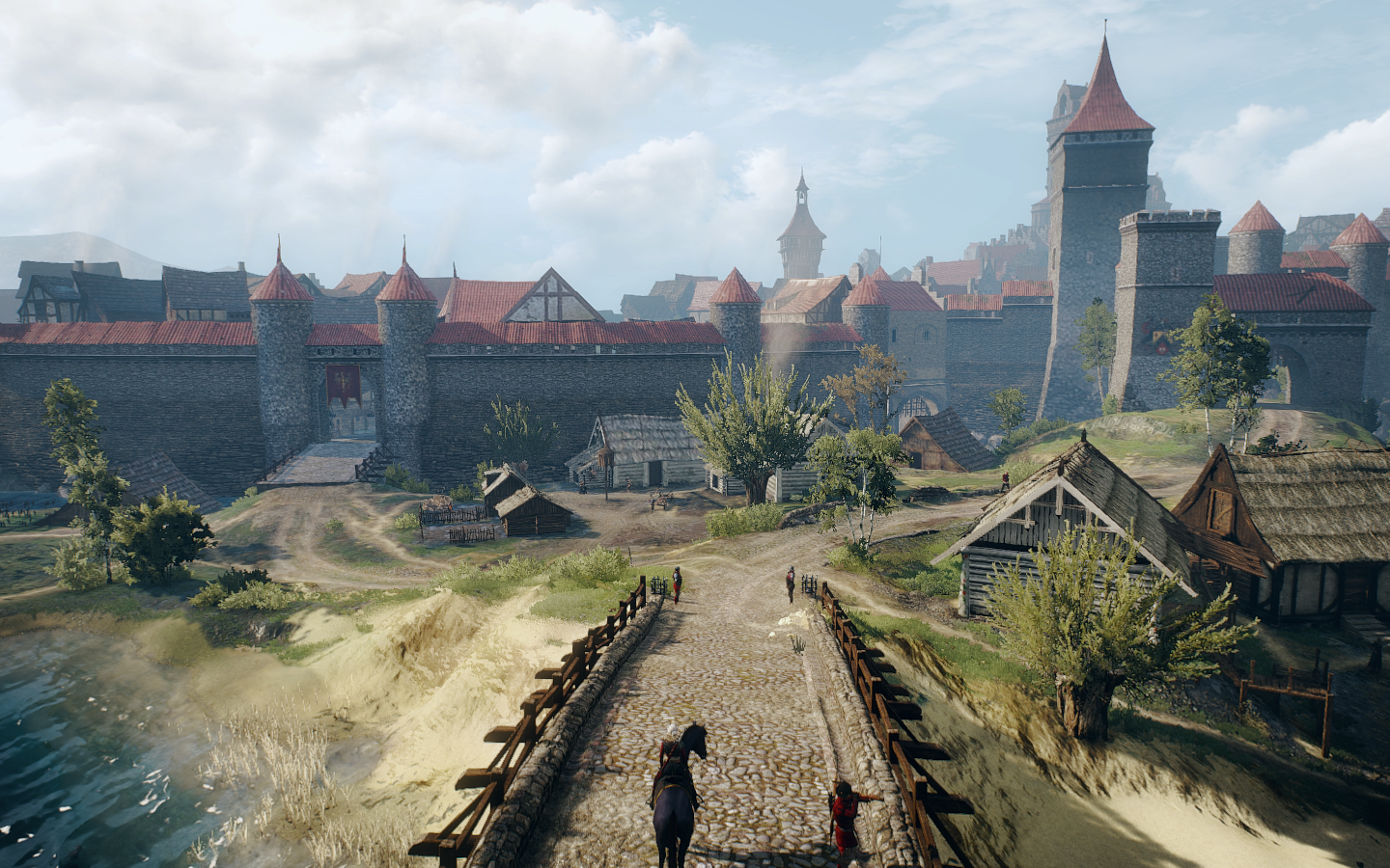 Ciri from The Witcher 3: Wild Hunt in a medieval town HD Wallpaper
