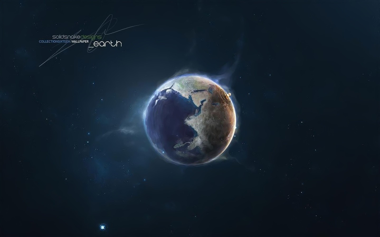 Earth from space with "solidsnakesdesigns" logo HD Wallpaper