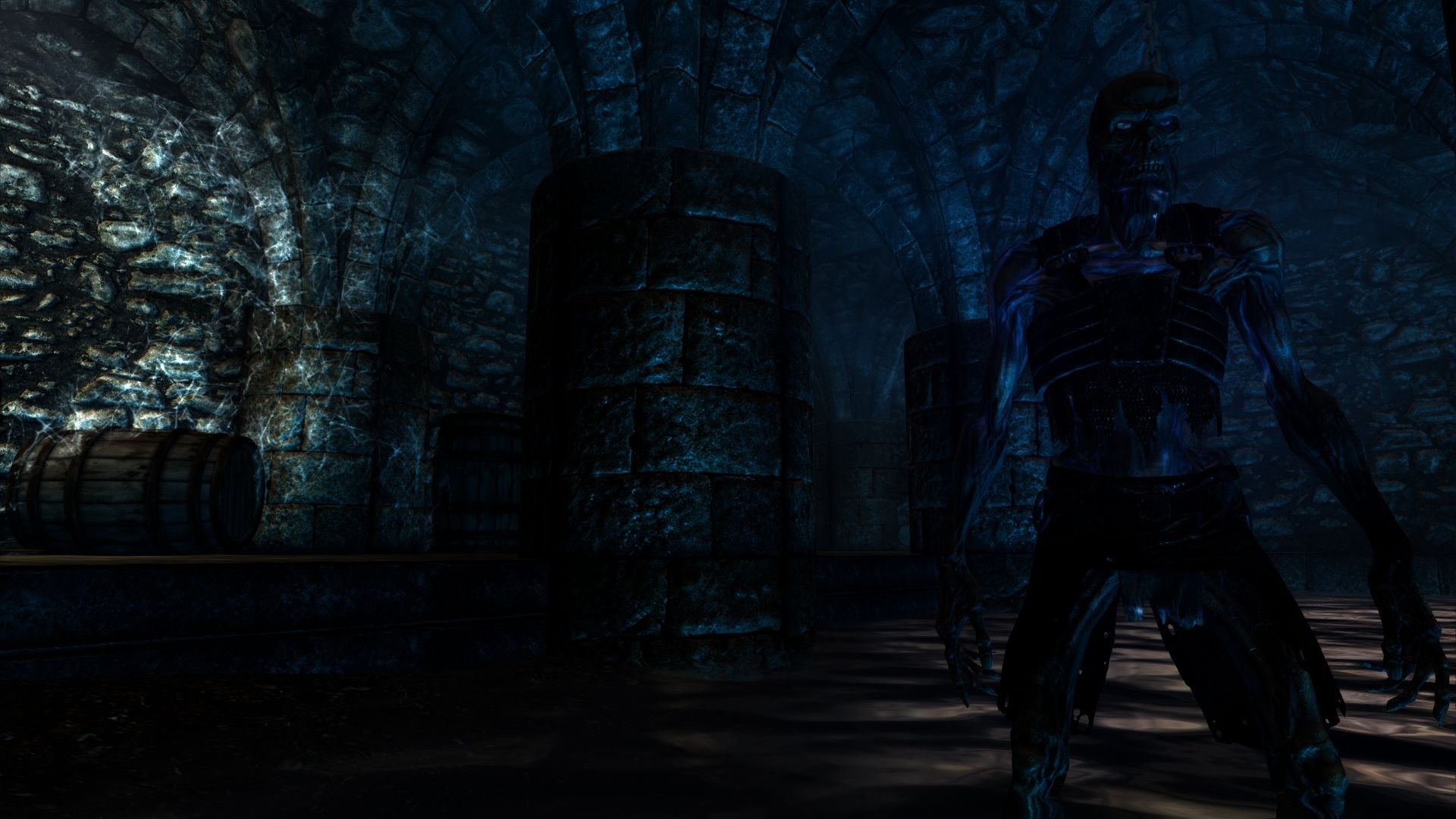 Undead creature in a dark dungeon in The Elder Scrolls V Skyrim HD Wallpaper