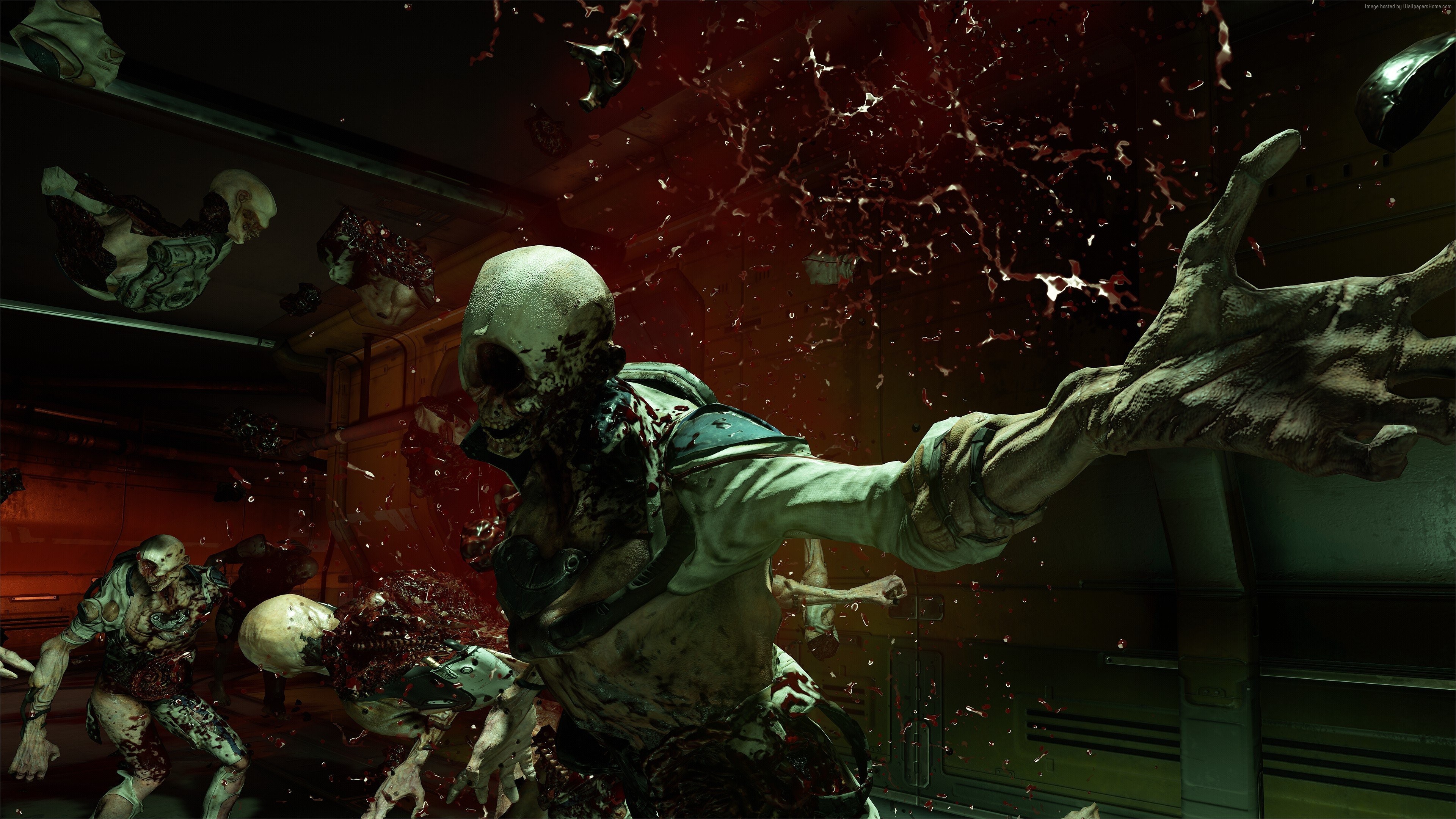 Demons exploding in Doom 4 HD Wallpaper