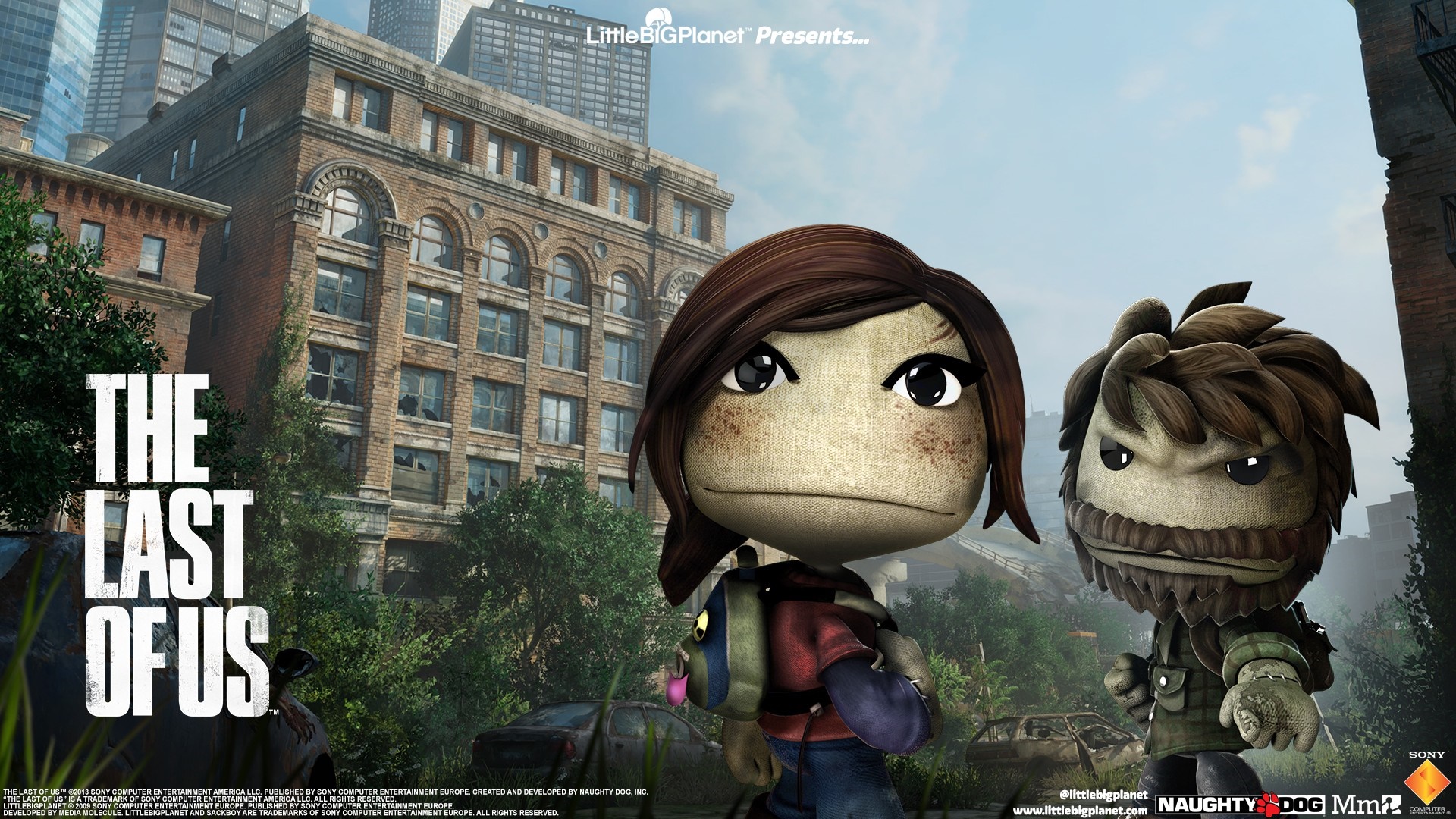 Ellie and Joel from The Last of Us in LittleBigPlanet style HD Wallpaper