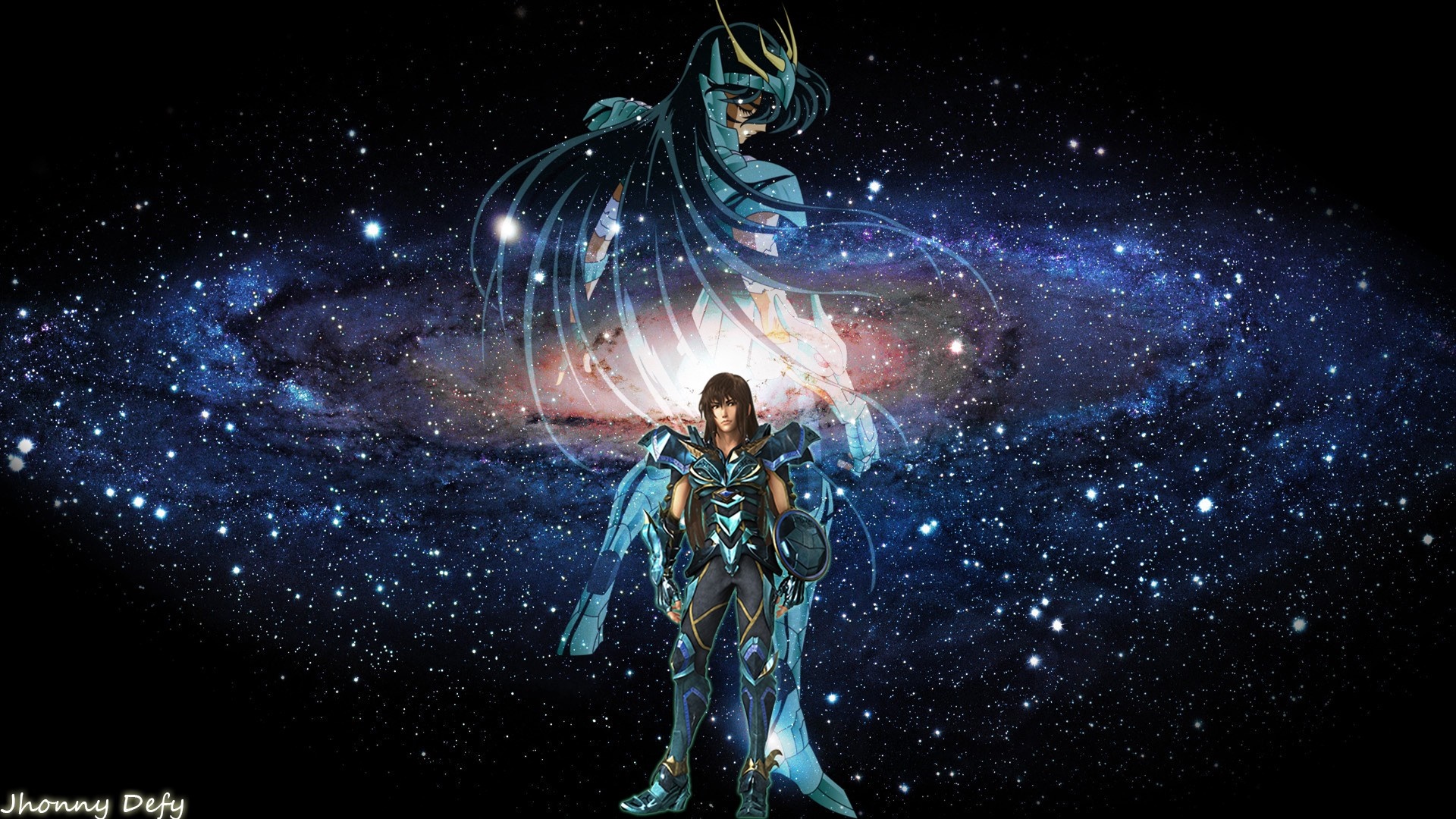 Shun and Hades from Saint Seiya in space HD Wallpaper