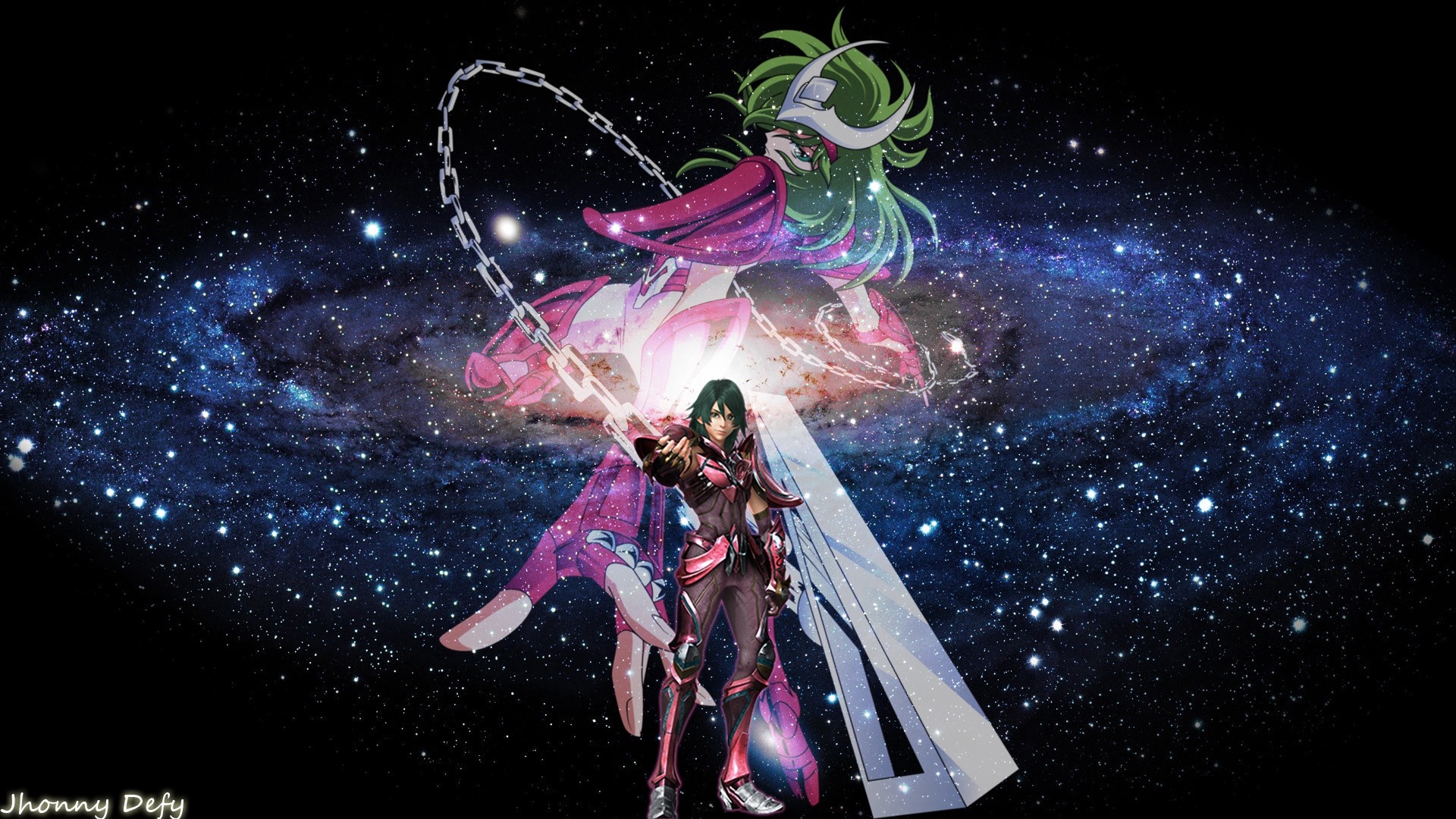 Shun and Ikki from Saint Seiya in space HD Wallpaper