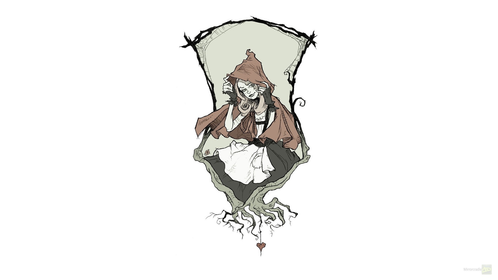 Illustration of Little Red Riding Hood with roots HD Wallpaper