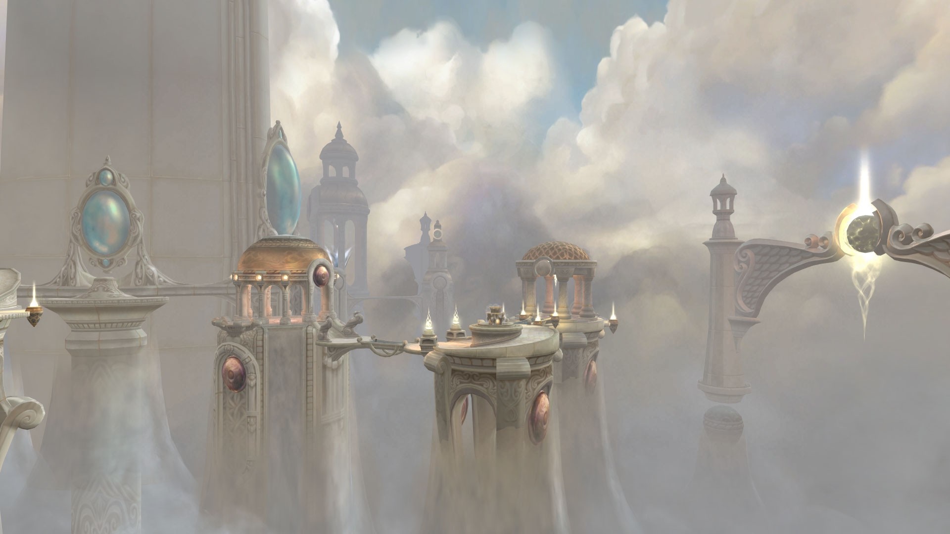 World of Warcraft screenshot of floating islands and structures HD Wallpaper