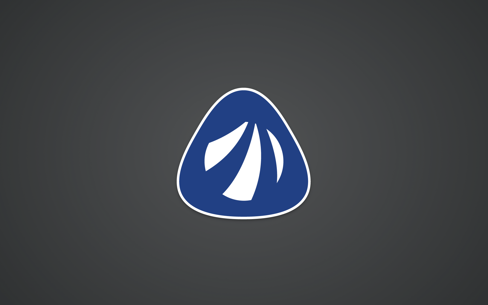 Blue and white abstract logo on dark background HD Wallpaper