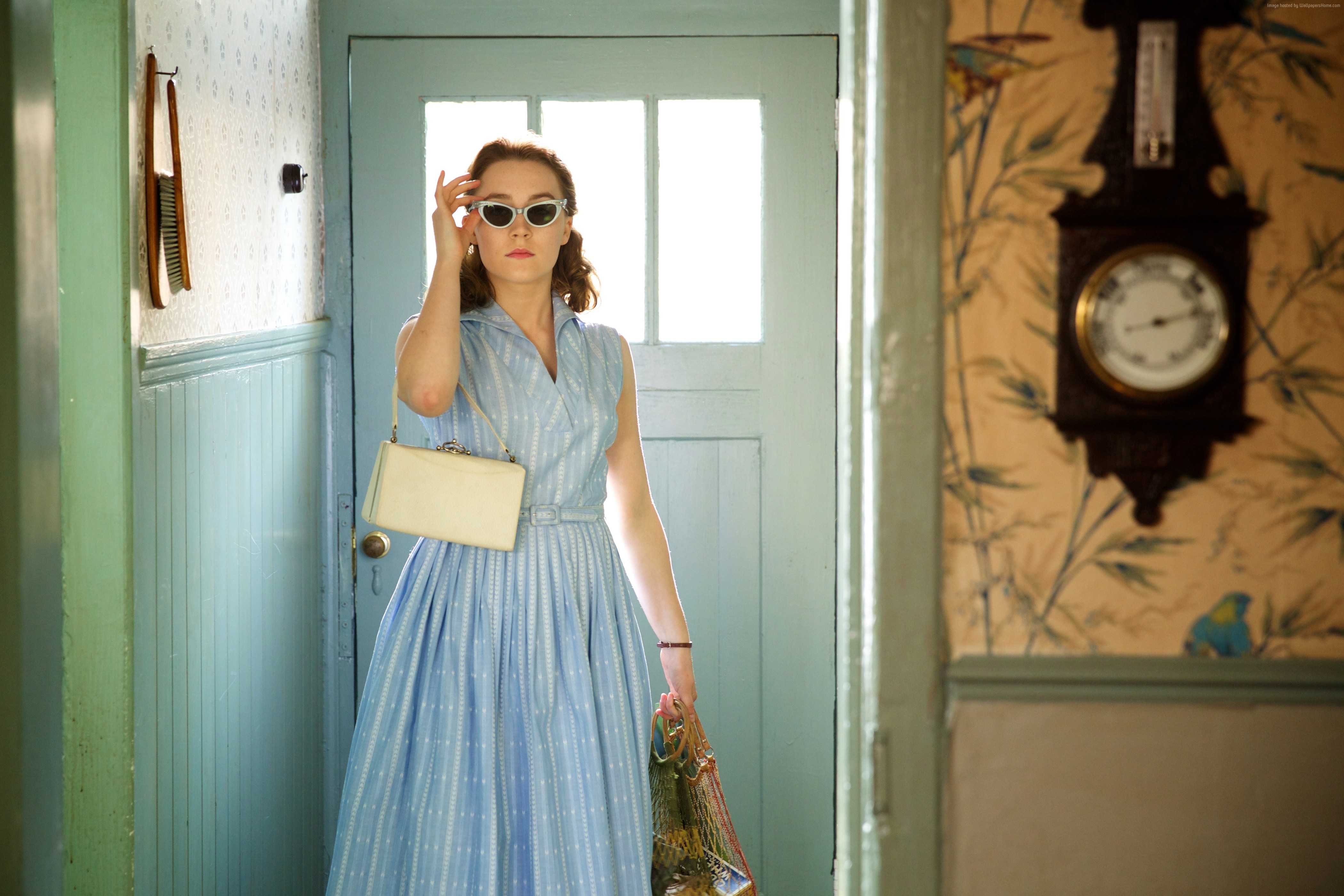 Saoirse Ronan in a blue dress HD Wallpaper