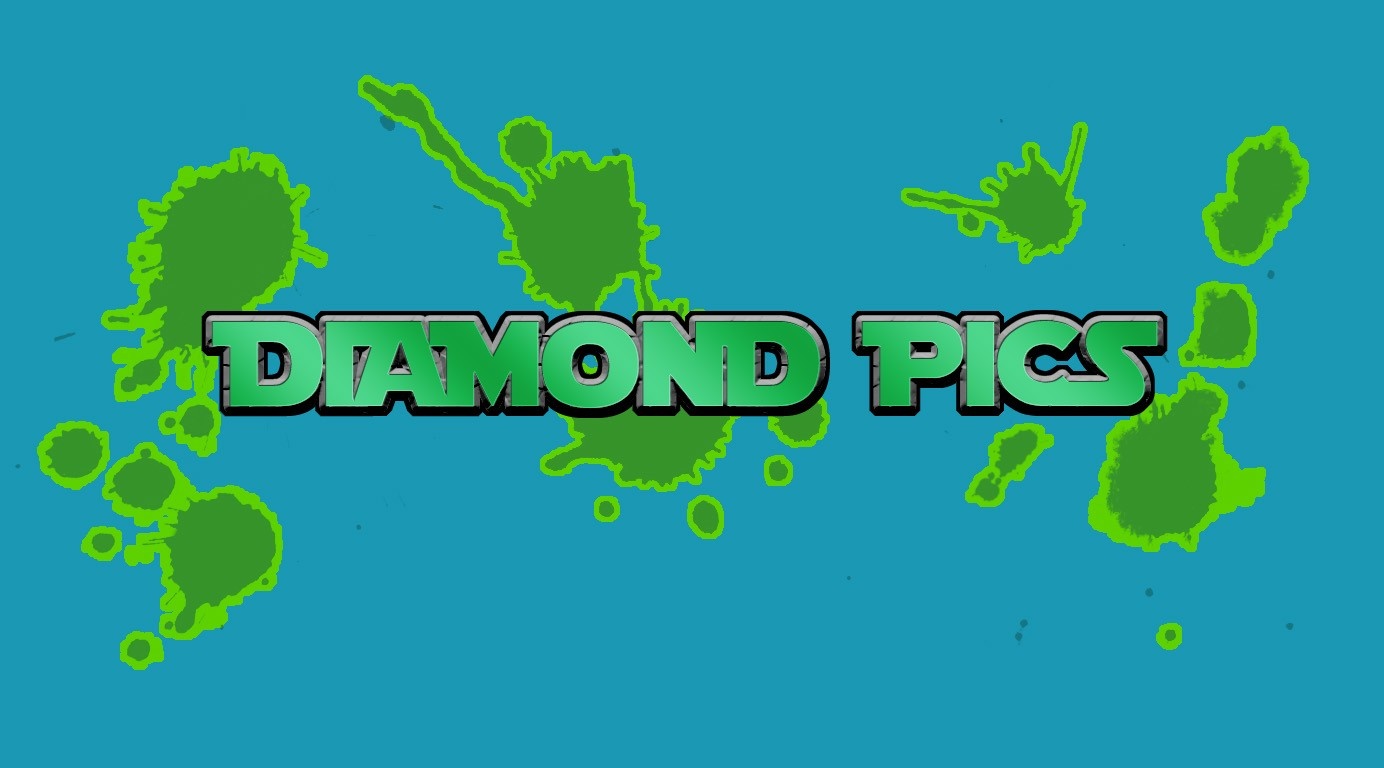 Diamond Pics text with green paint splatters HD Wallpaper