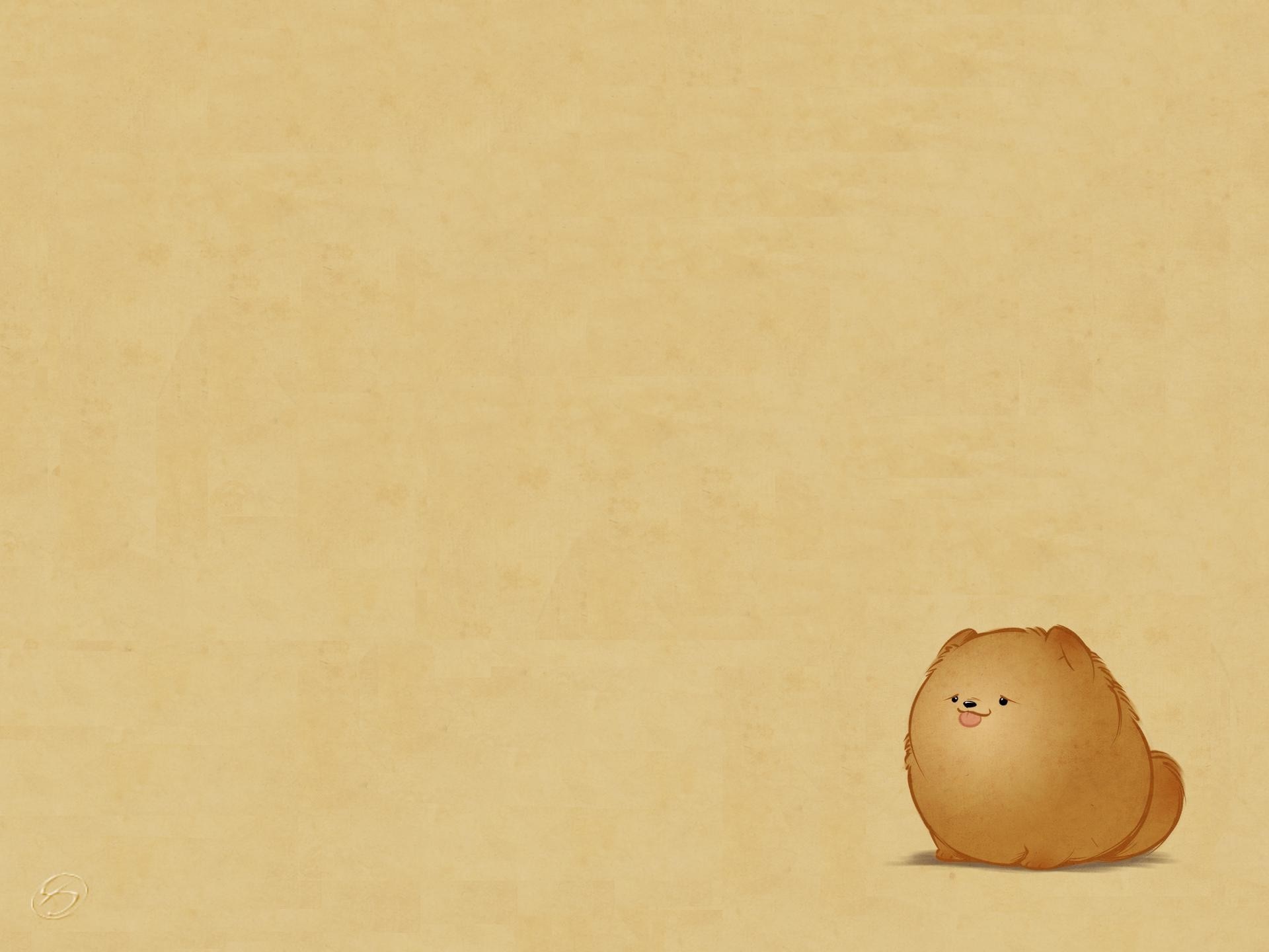 Cute fluffy dog sitting on a textured background HD Wallpaper