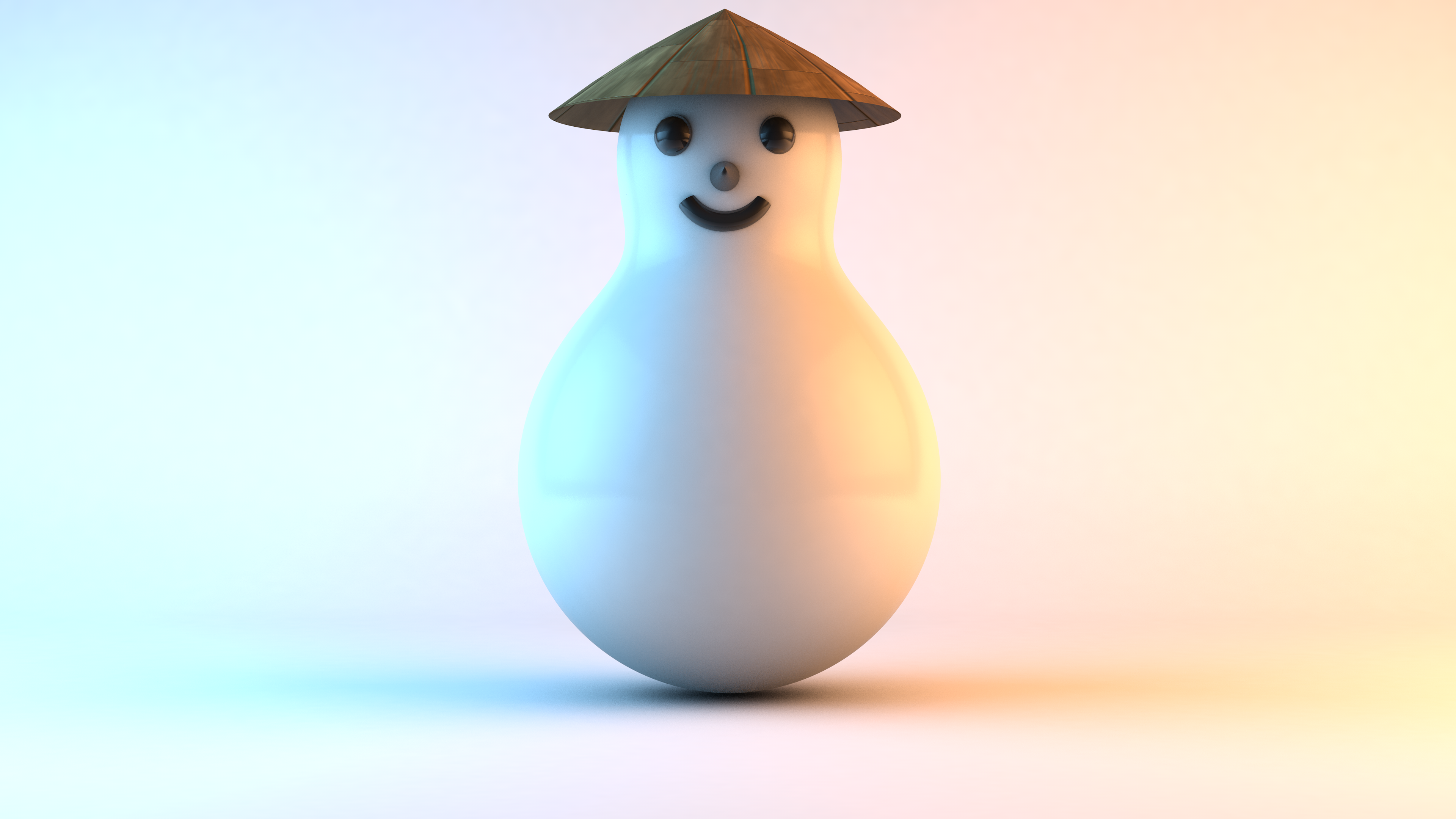Snowman wearing a conical hat HD Wallpaper