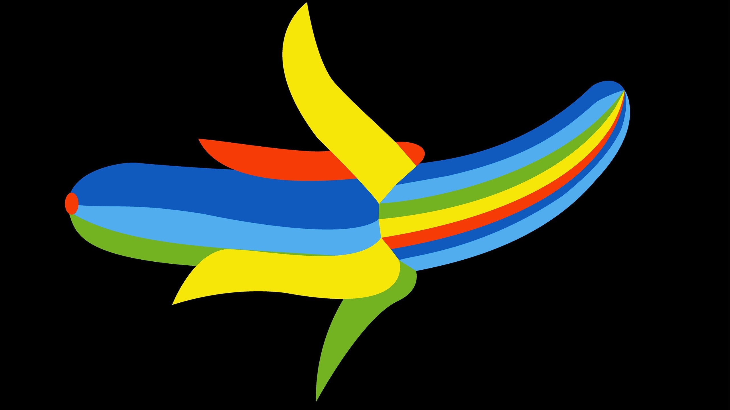 Abstract colorful banana illustration on black background HD Wallpaper