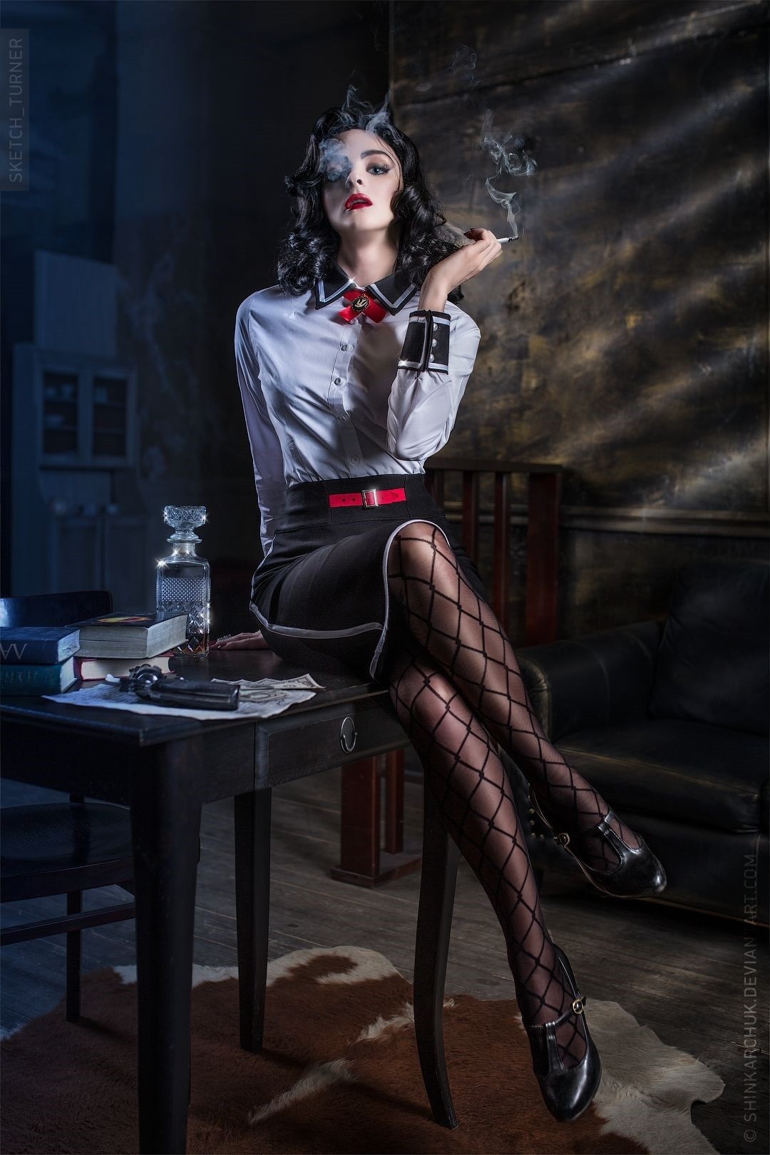 Elizabeth from BioShock Infinite cosplay smoking HD Wallpaper