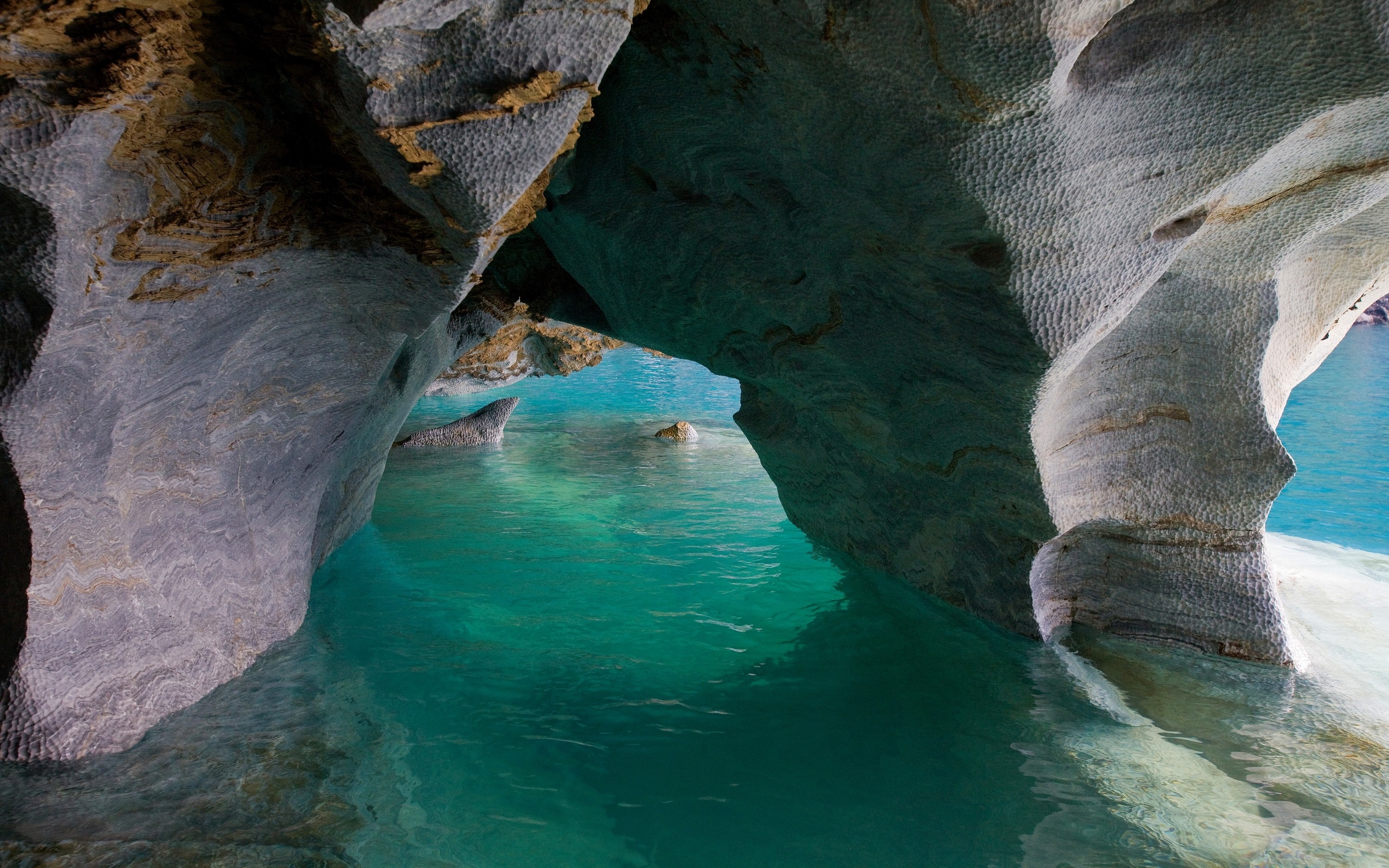 Marble Caves, General Carrera Lake, Patagonia, Chile HD Wallpaper
