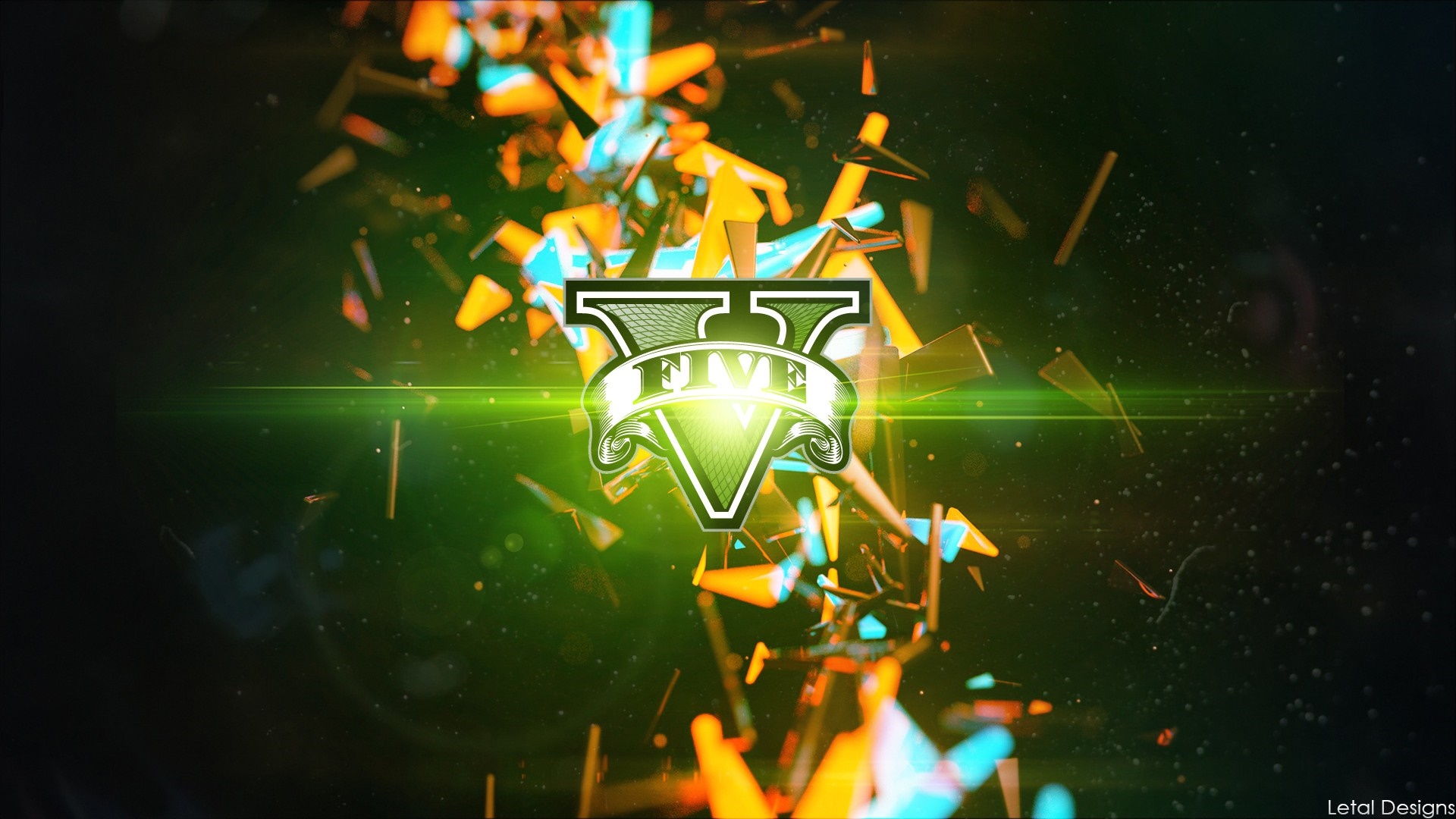 Grand Theft Auto V logo with abstract explosion HD Wallpaper