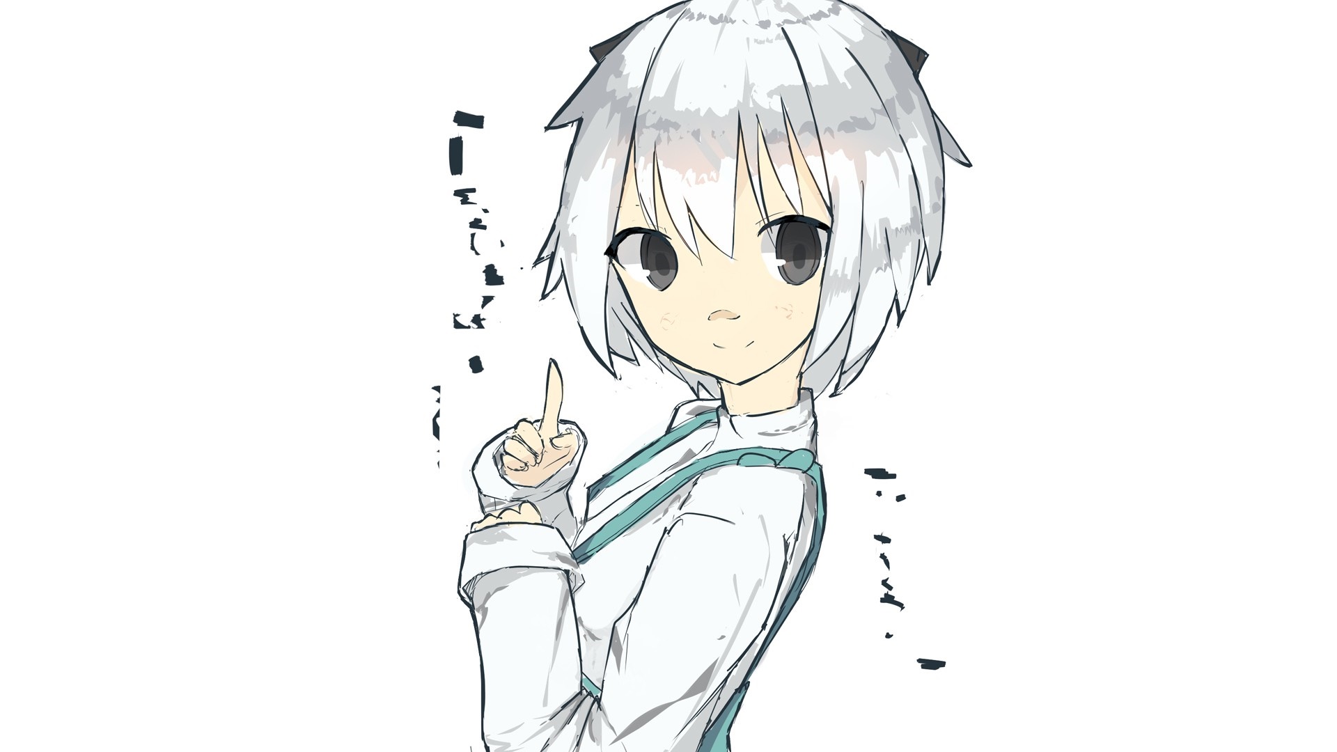 Anime girl with white hair pointing finger HD Wallpaper
