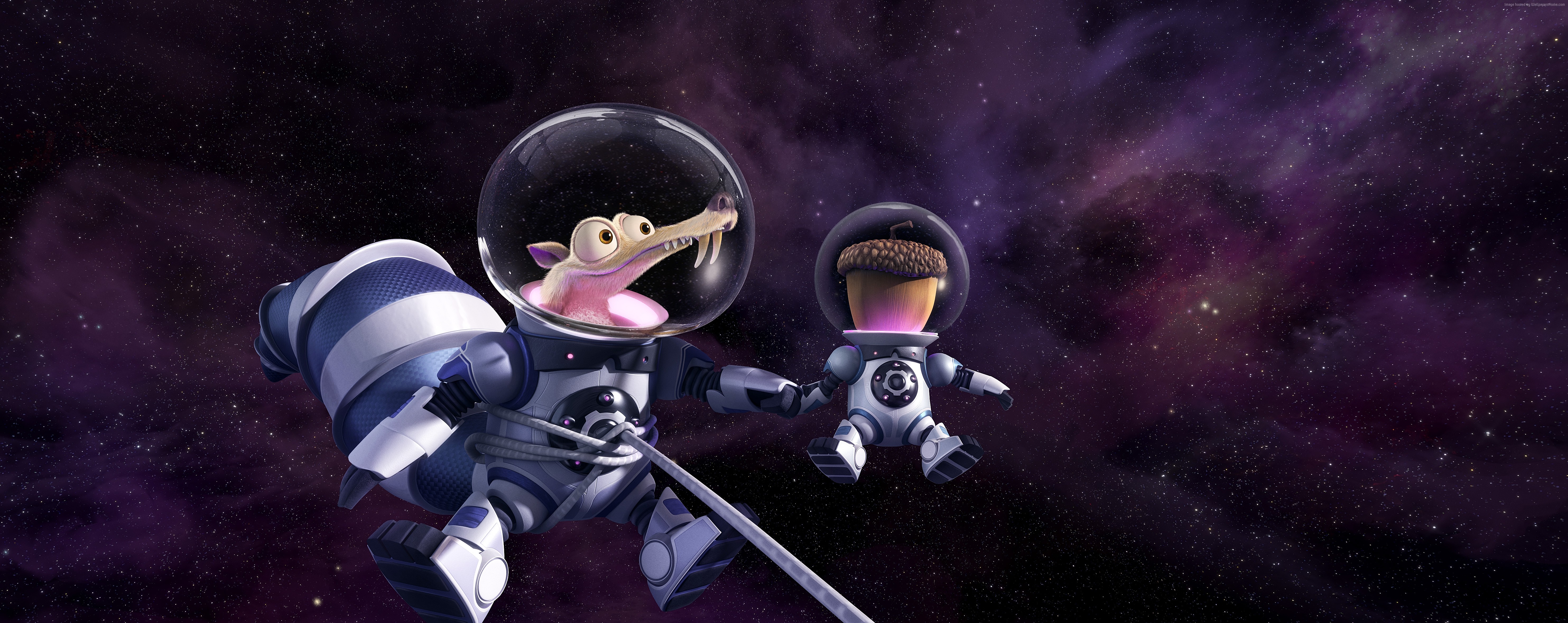 Scrat and Acorn from Ice Age 5 in space HD Wallpaper