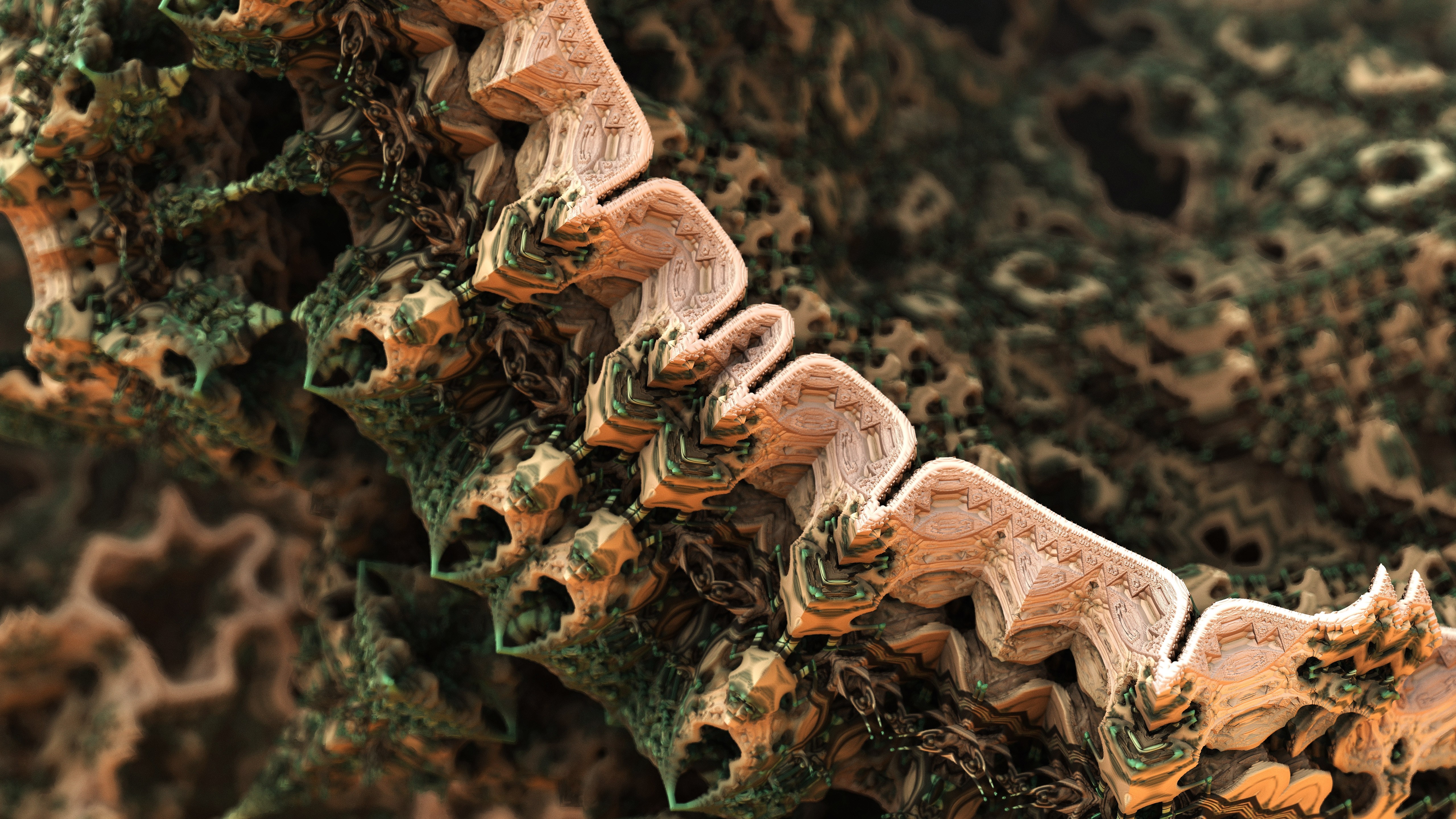 Abstract 3D fractal artwork with intricate details HD Wallpaper