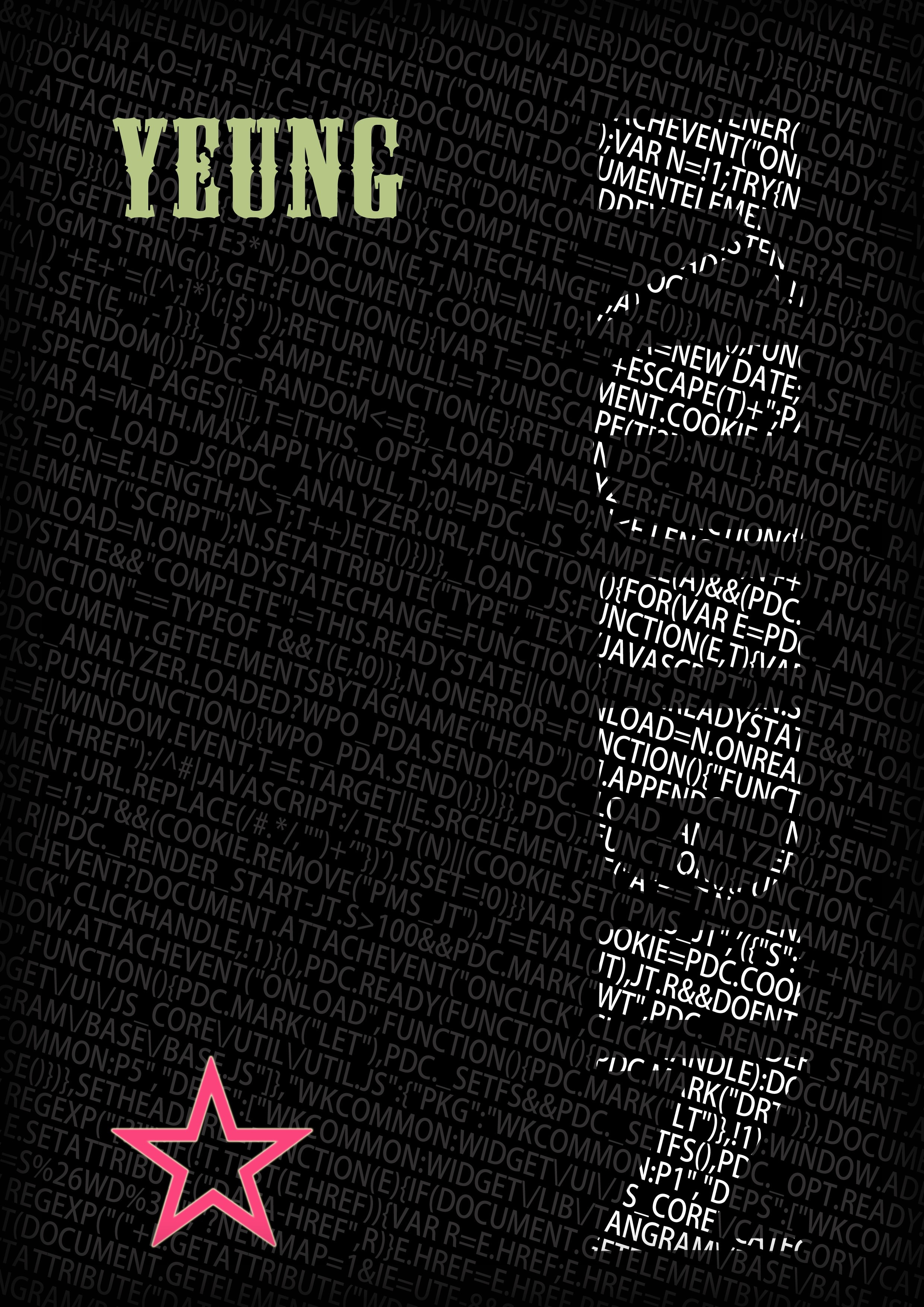 YEUNG text with code and star HD Wallpaper