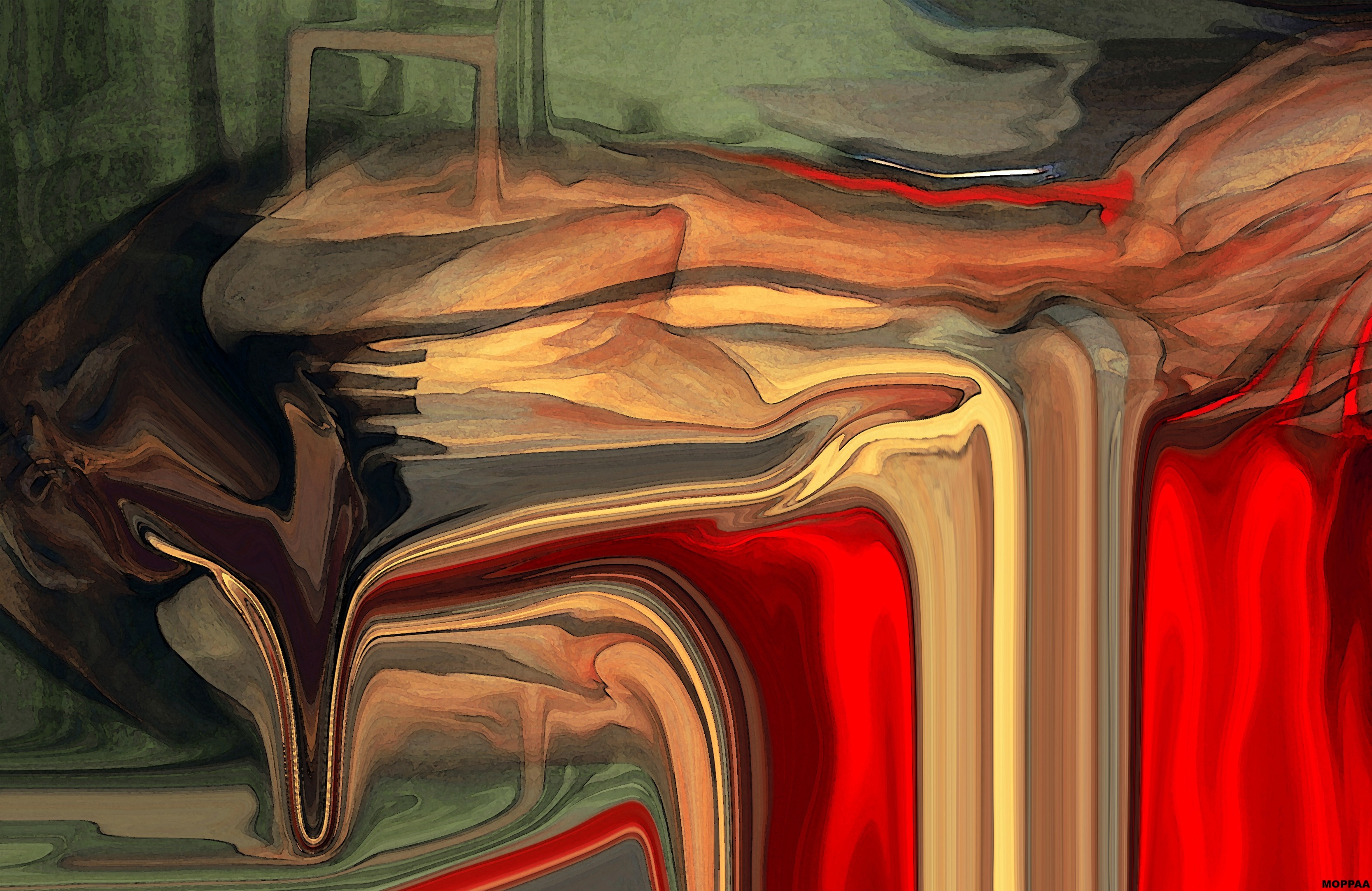 Abstract painting with red and brown hues HD Wallpaper