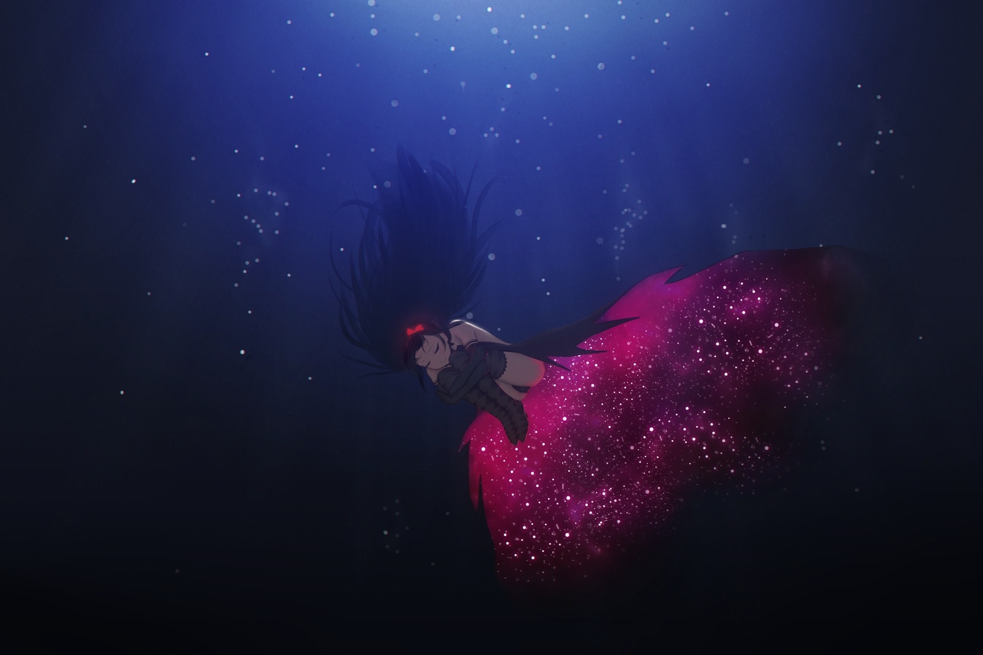 Akemi Homura from Mahou Shoujo Madoka Magica underwater HD Wallpaper