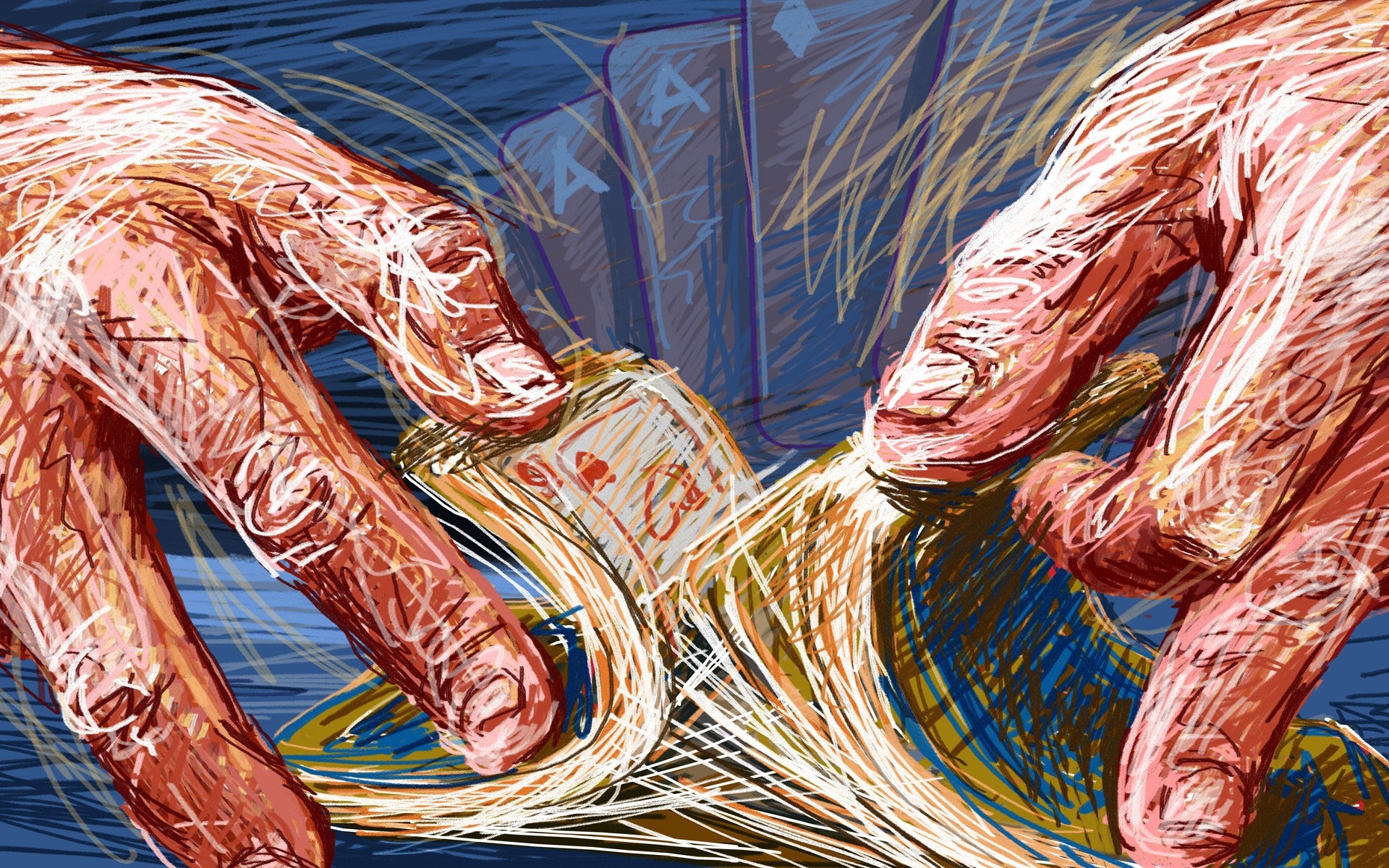 Hands holding cards and money with Aces in background HD Wallpaper