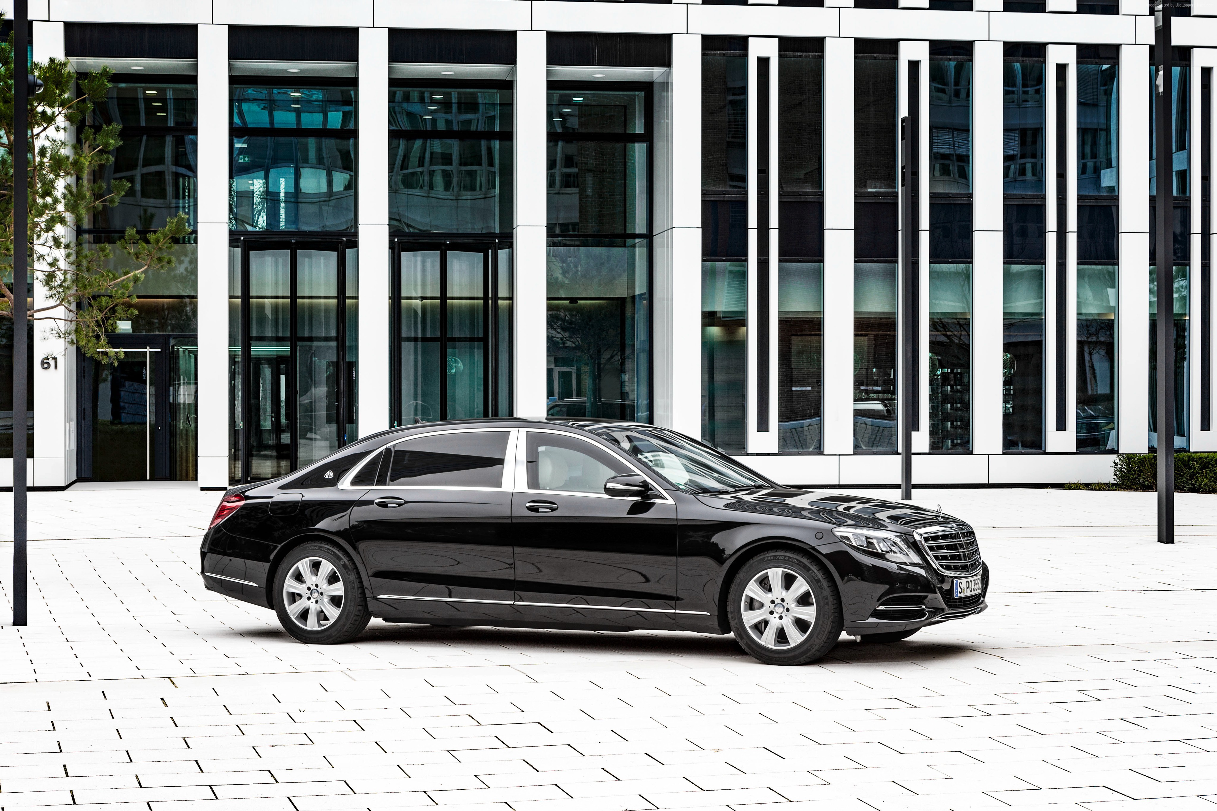 Black Mercedes-Maybach S 600 Guard Sedan HD Wallpaper
