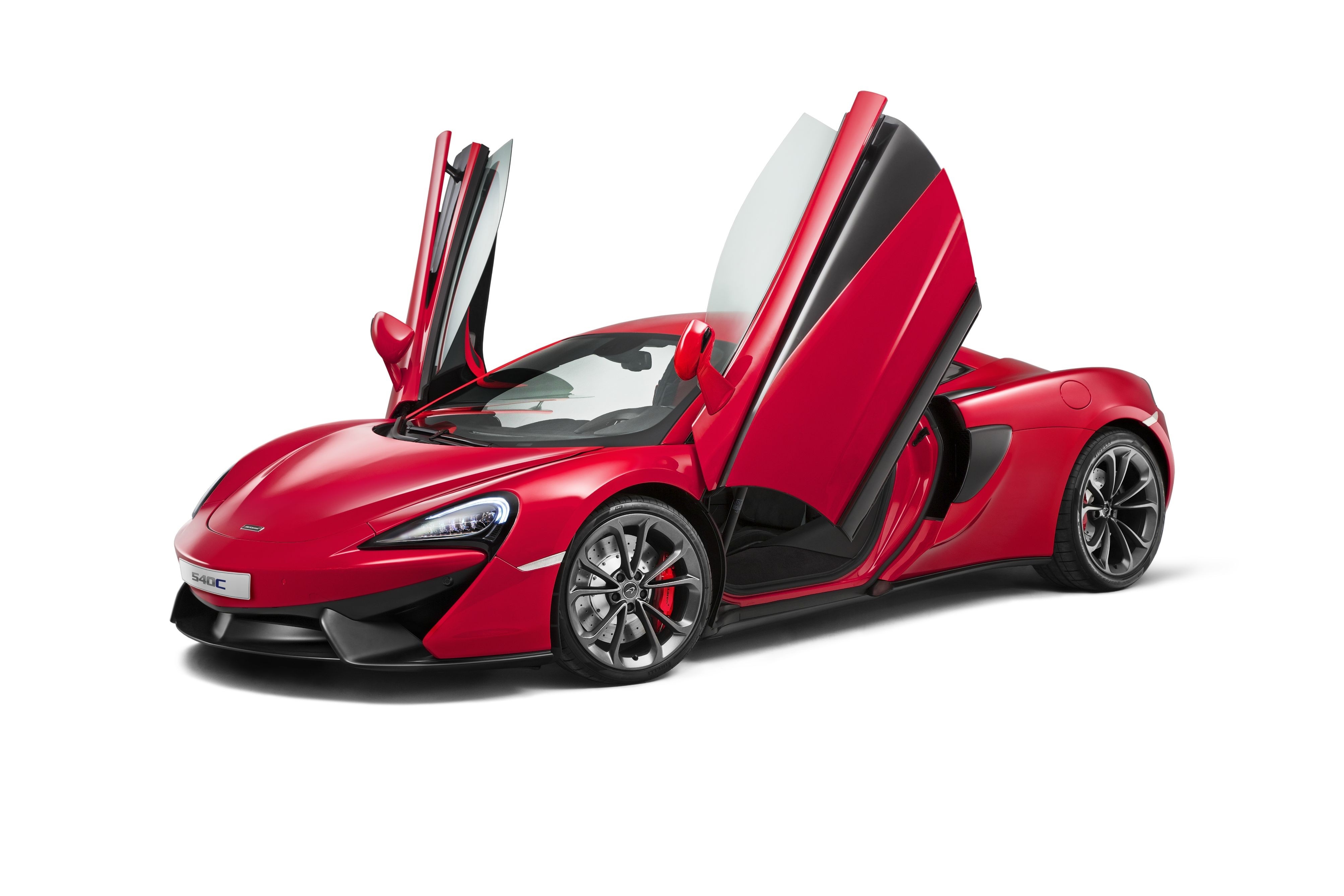 Red McLaren 540C Sports Car with Doors Open HD Wallpaper