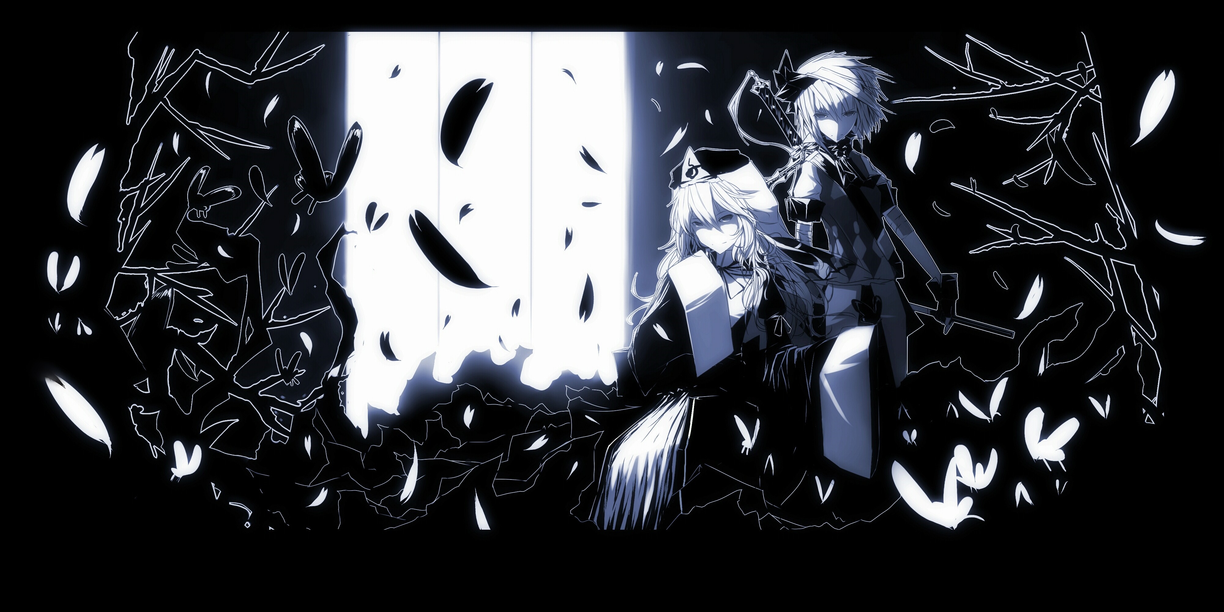 Saigyouji Yuyuko and Konpaku Youmu from Touhou HD Wallpaper
