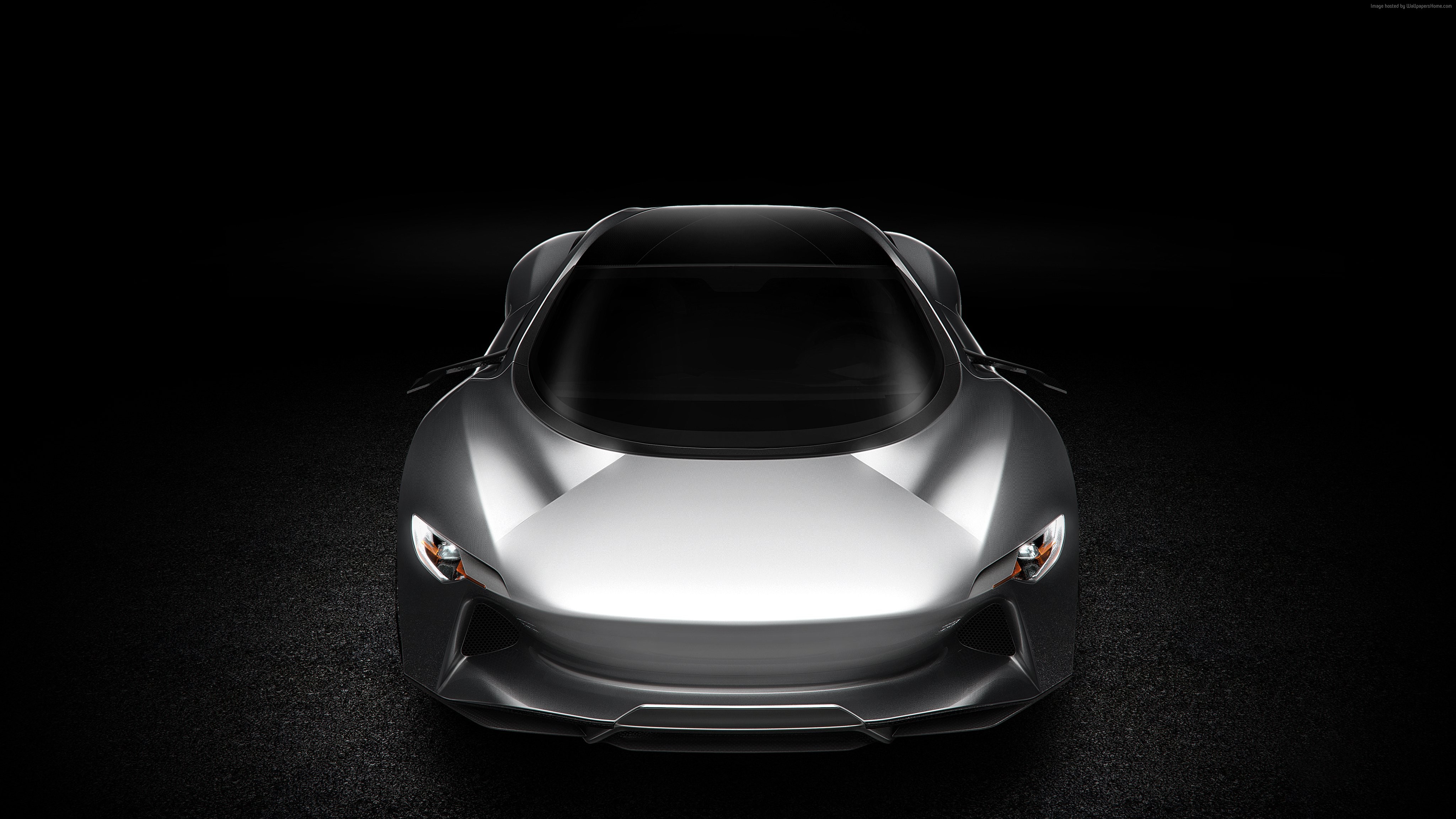 Silver Supercar on Black Background HD Wallpaper