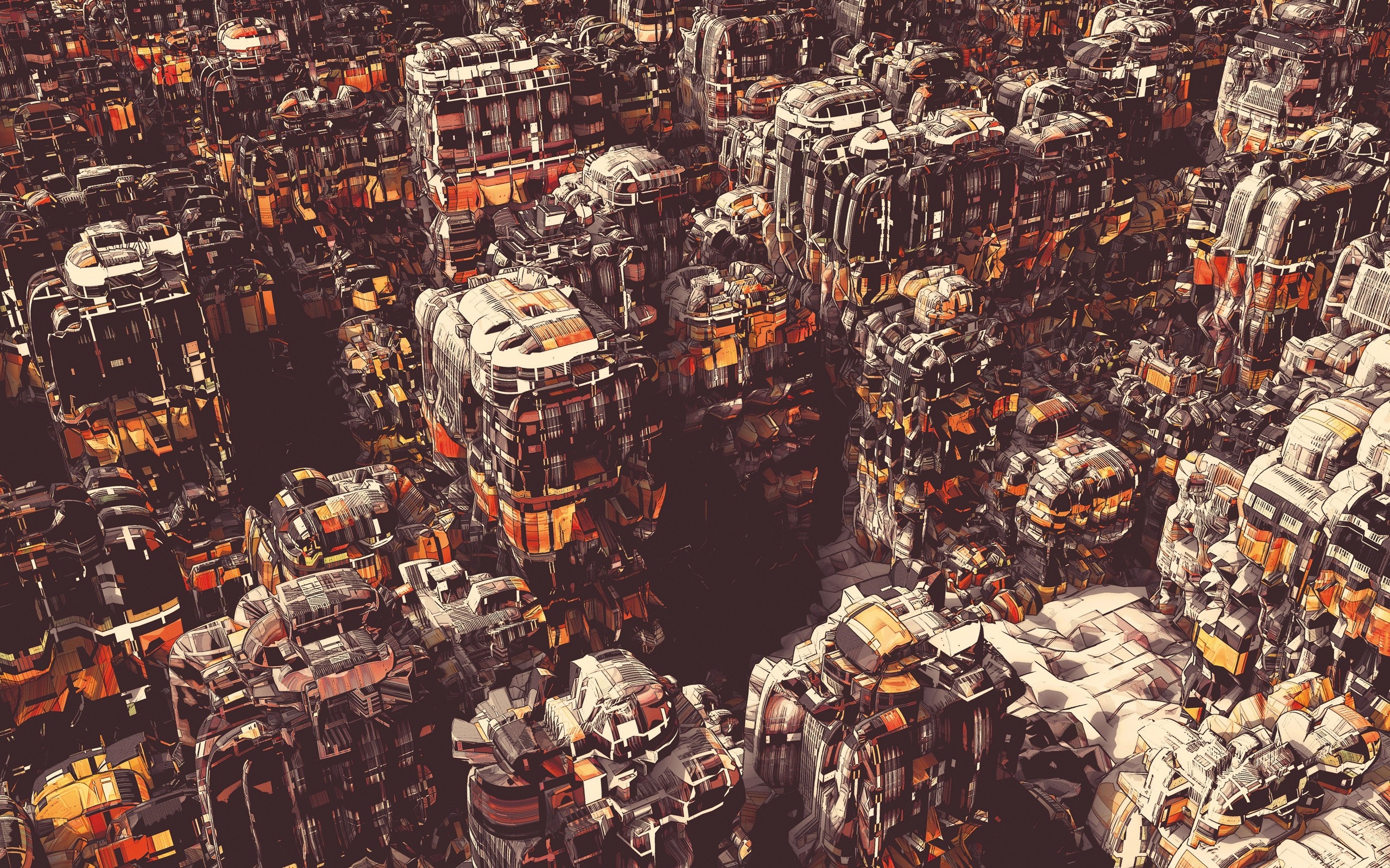 Abstract digital art of a futuristic city by Atelier Olschinsky HD Wallpaper
