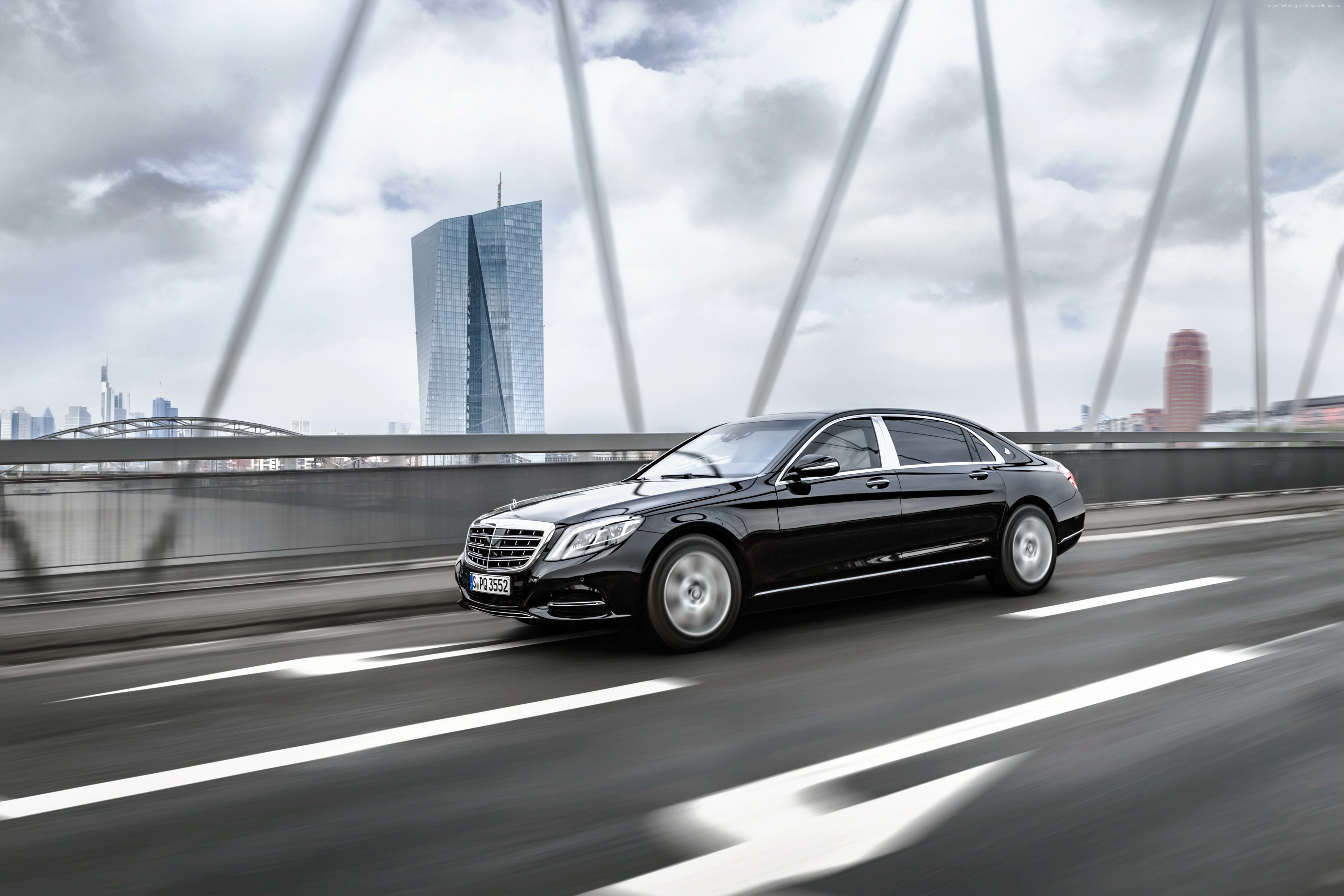 Mercedes-Maybach S 600 Guard sedan on a bridge HD Wallpaper