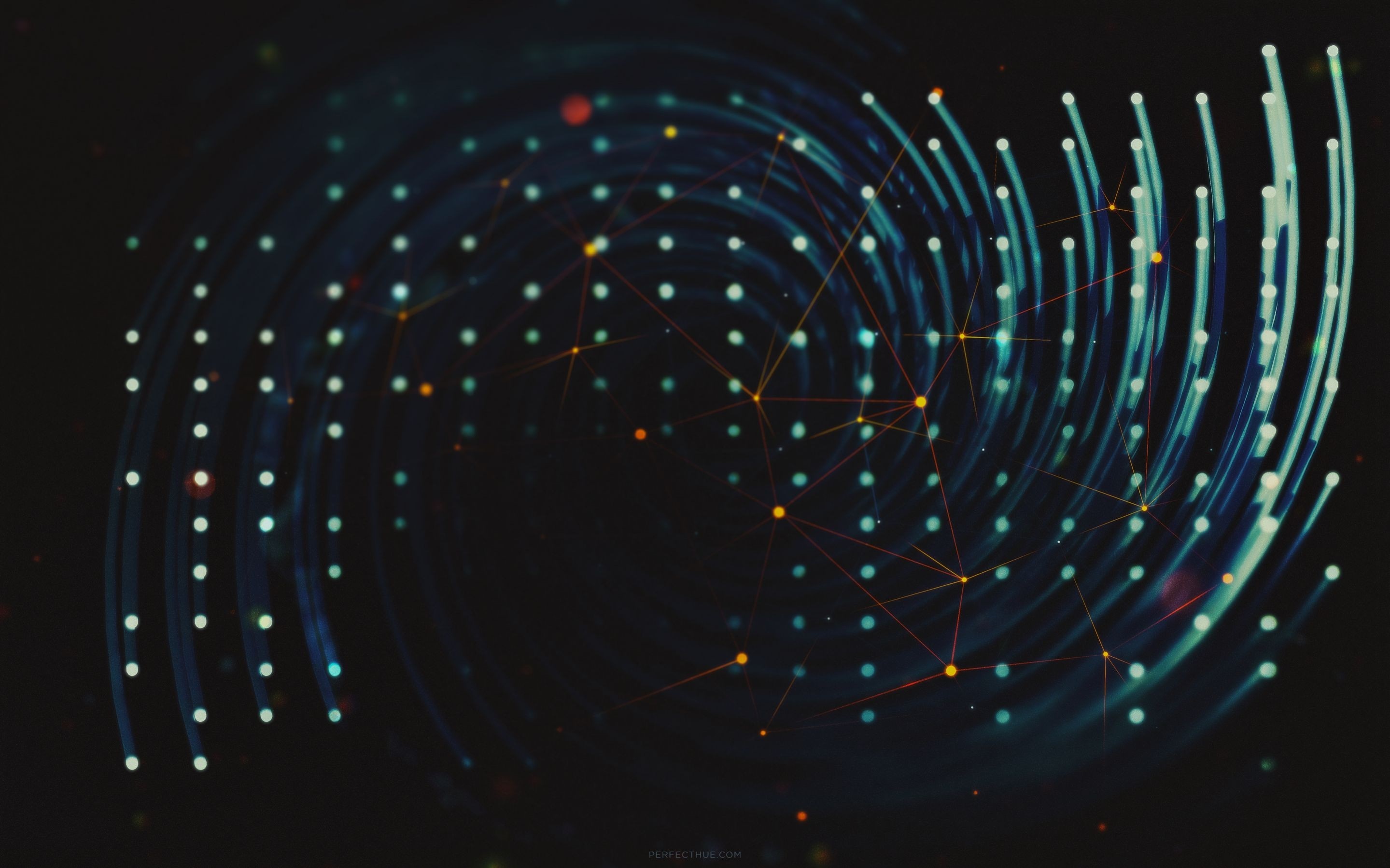 Abstract digital art with glowing dots and lines HD Wallpaper