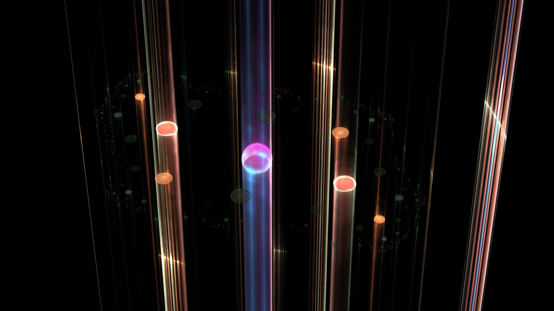 Abstract artwork with vertical lines and spheres HD Wallpaper