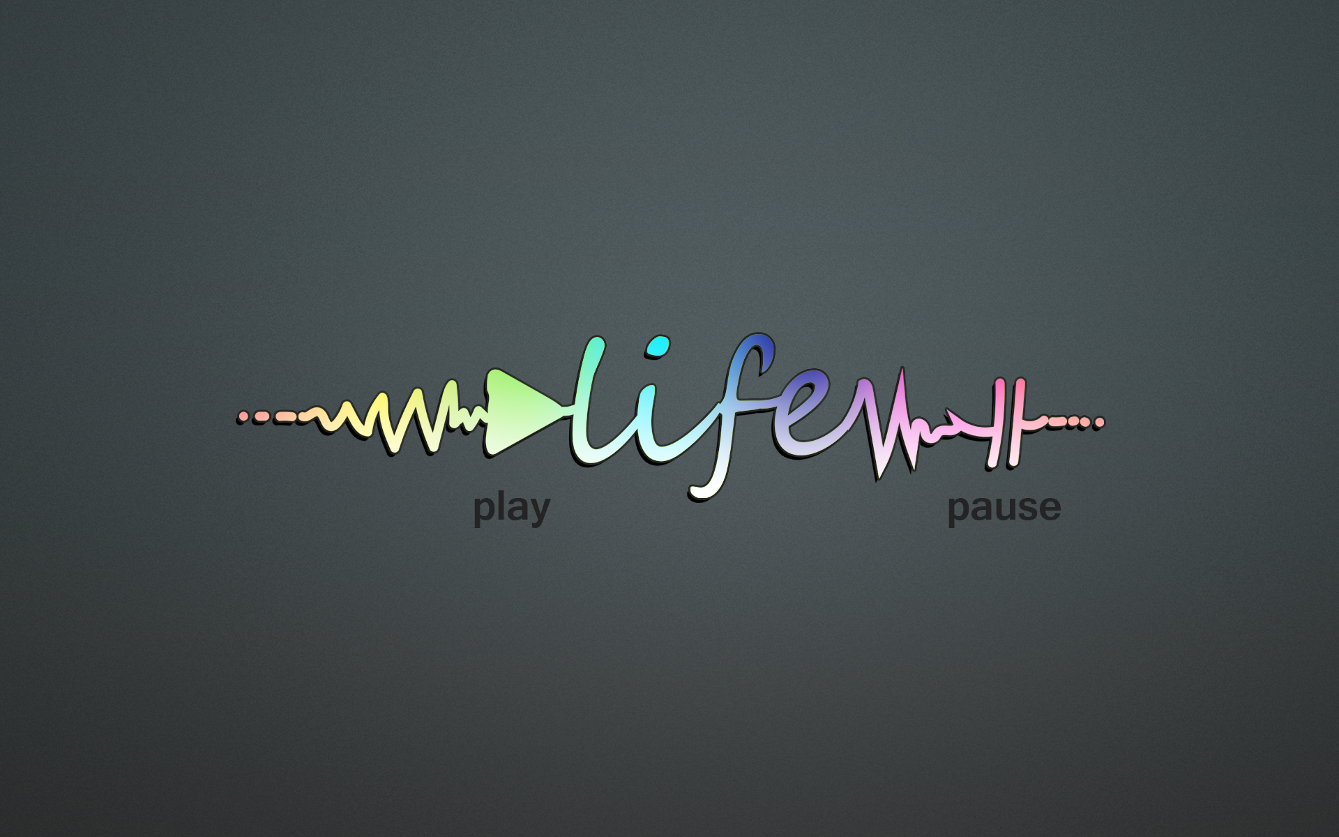 Life waveform with play and pause symbols HD Wallpaper