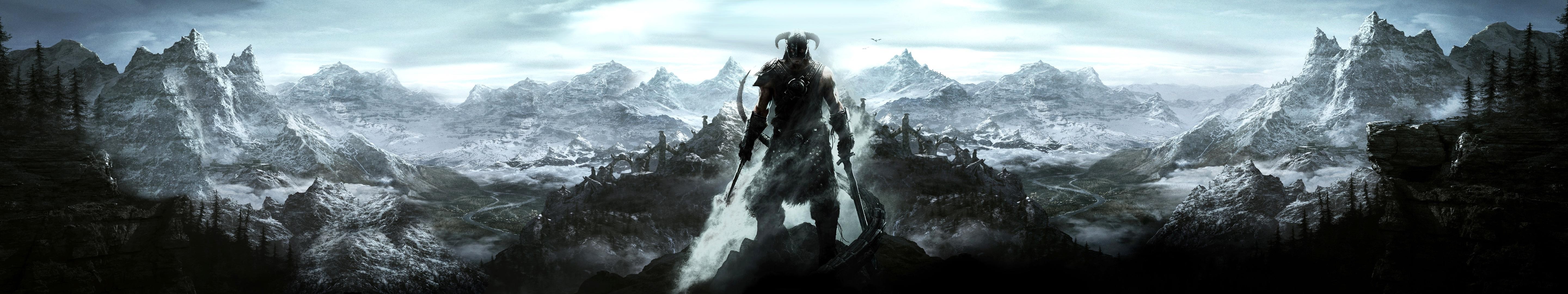 The Elder Scrolls V: Skyrim landscape with a warrior HD Wallpaper