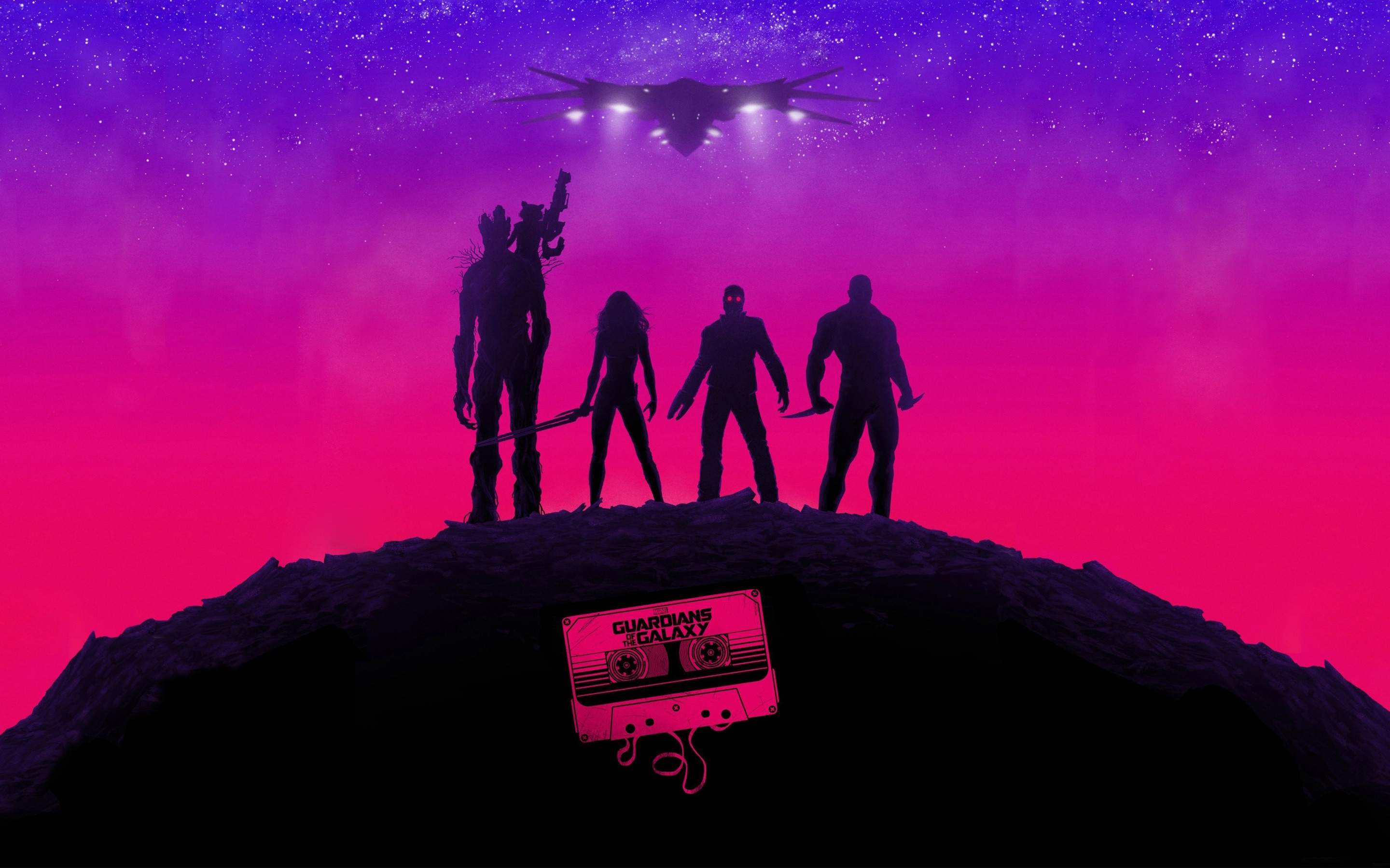 Guardians of the Galaxy characters and cassette tape HD Wallpaper