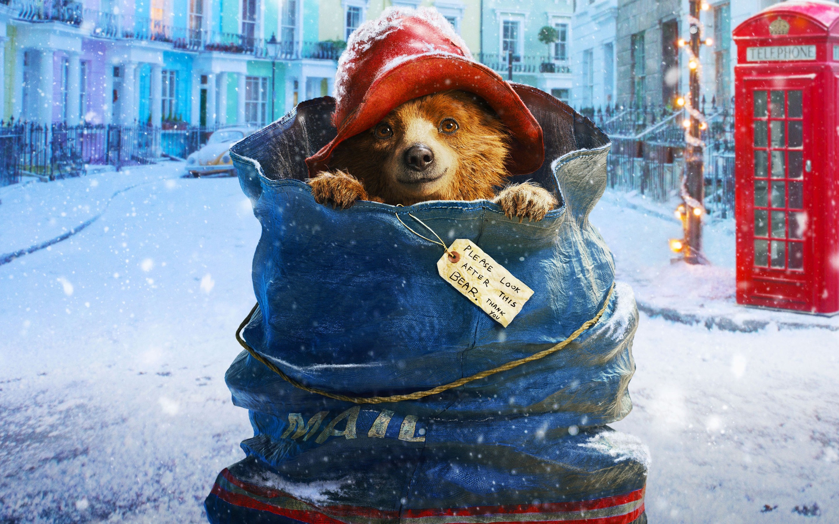 Paddington Bear in a Mail Bag in the Snow HD Wallpaper