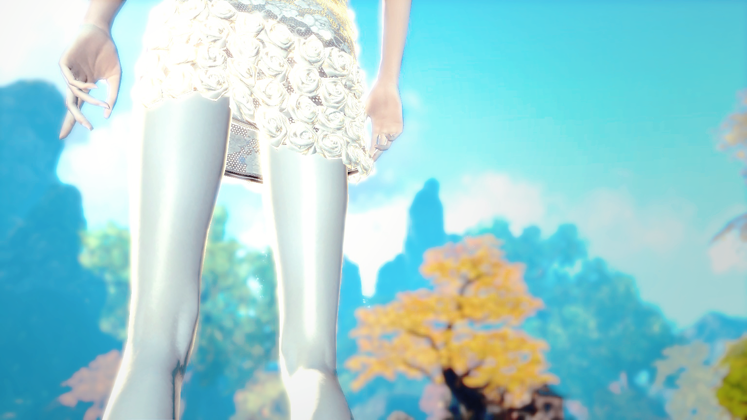 Woman from Blade & Soul in a floral dress HD Wallpaper