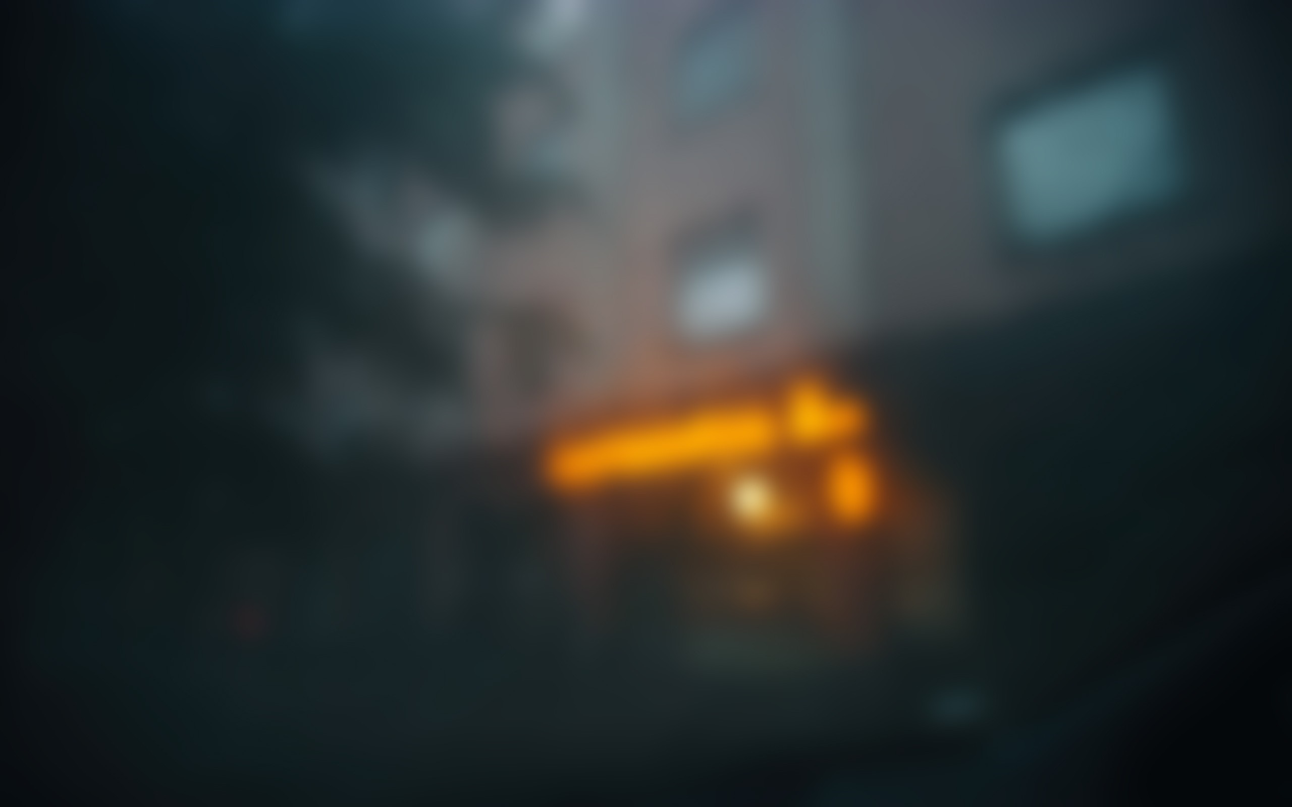 Blurred building with orange lights at night HD Wallpaper