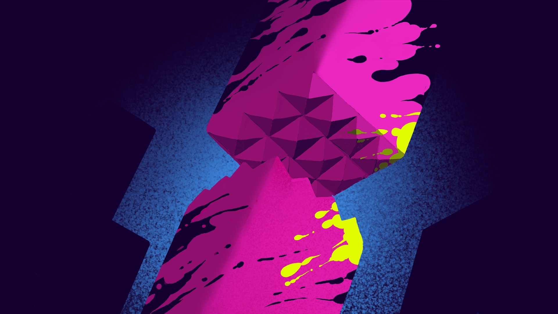 Abstract geometric shapes with paint splatters HD Wallpaper