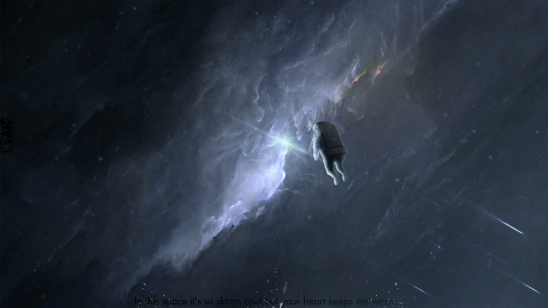 Astronaut floating in a nebula with a quote HD Wallpaper