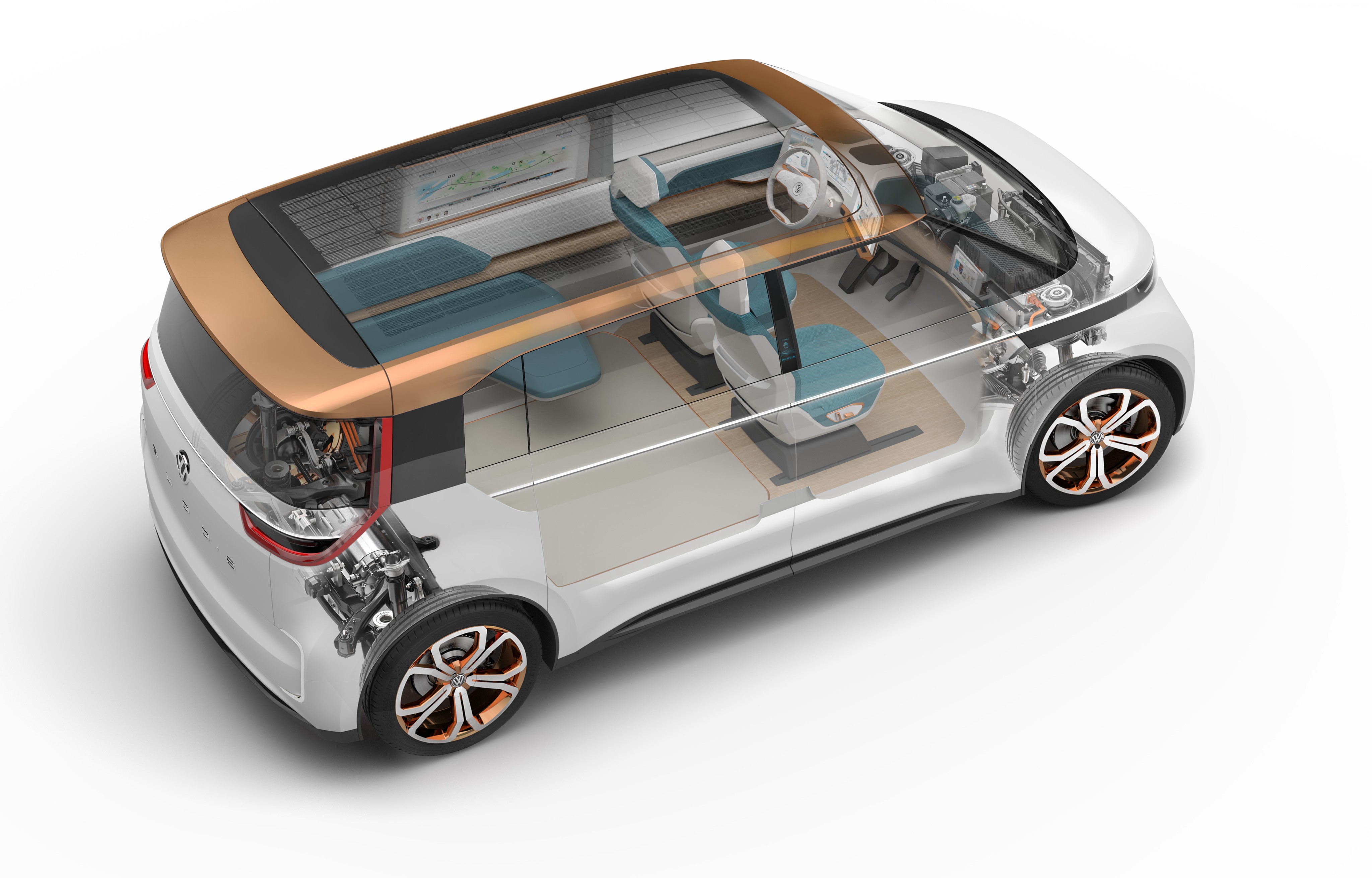 Volkswagen BUDD-e electric microbus cutaway view HD Wallpaper