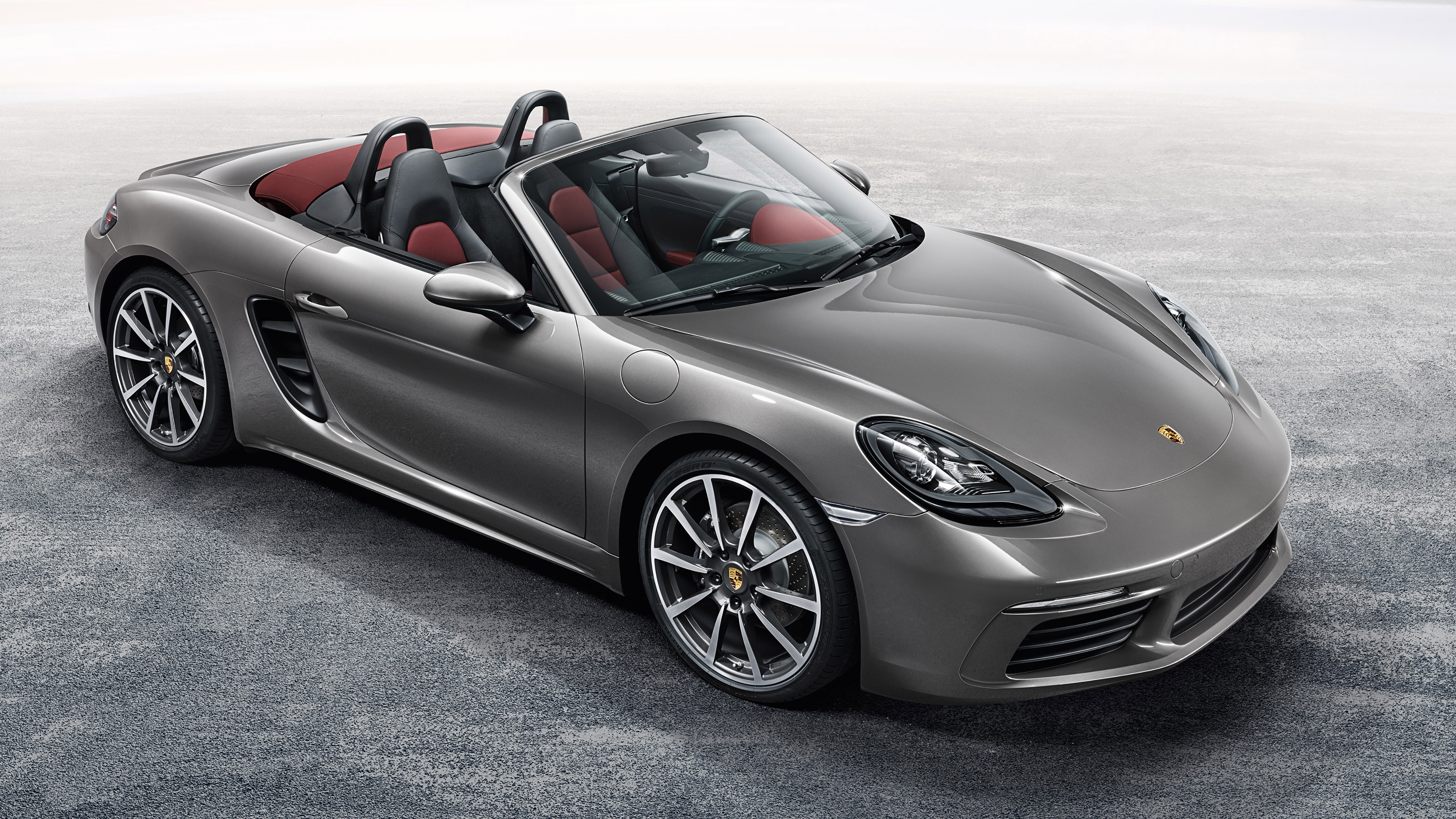 Grey Porsche 718 Boxster convertible sports car HD Wallpaper