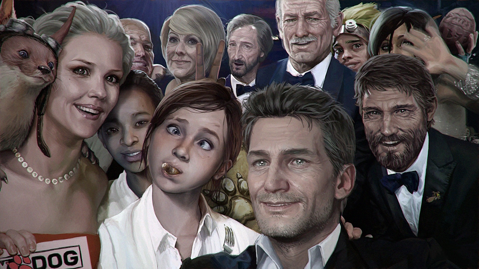 Artwork of people and characters from Naughty Dog games HD Wallpaper